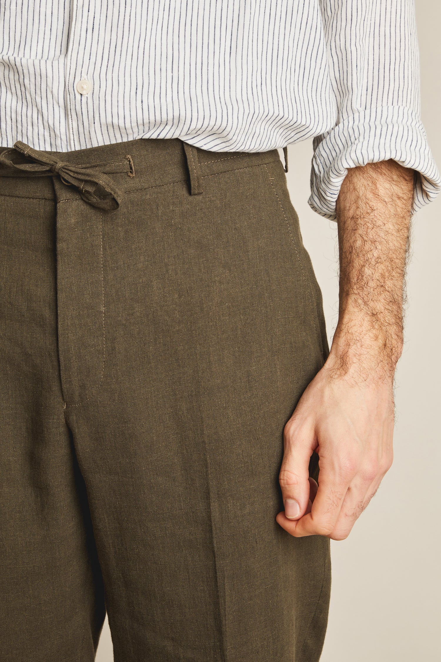 Pantalon lin kaki