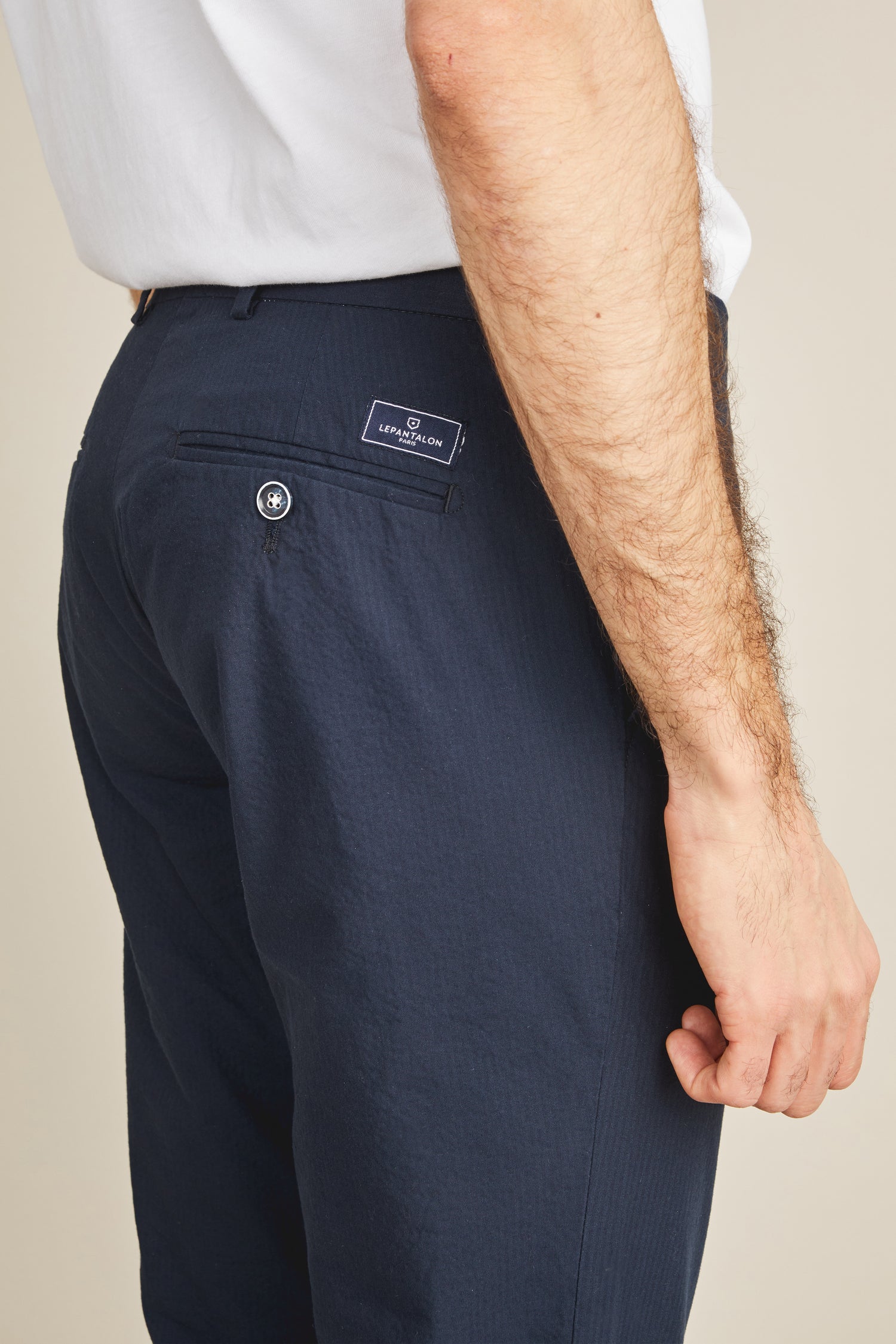 Chino seersucker bleu marine