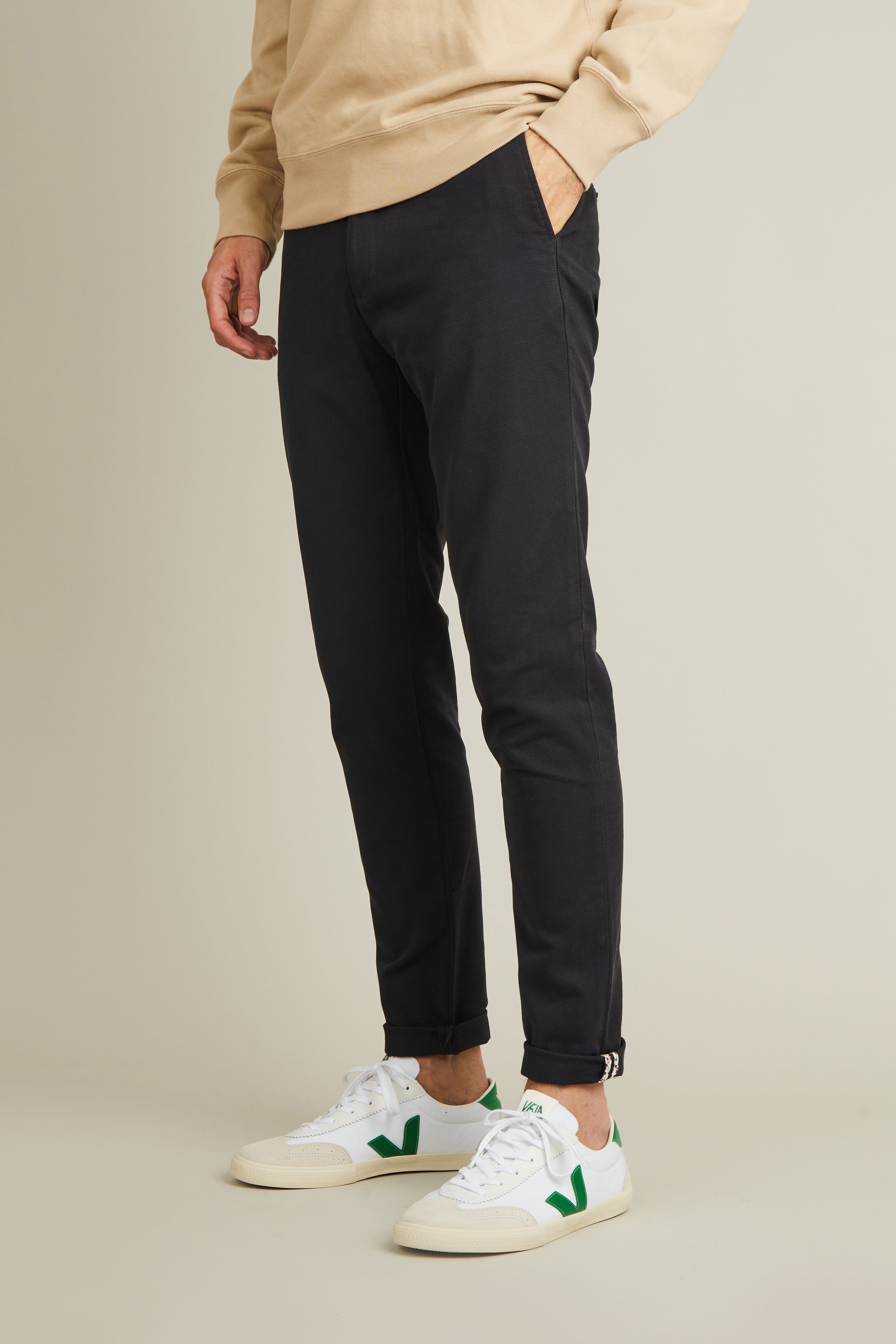 Charcoal grey textured chinos