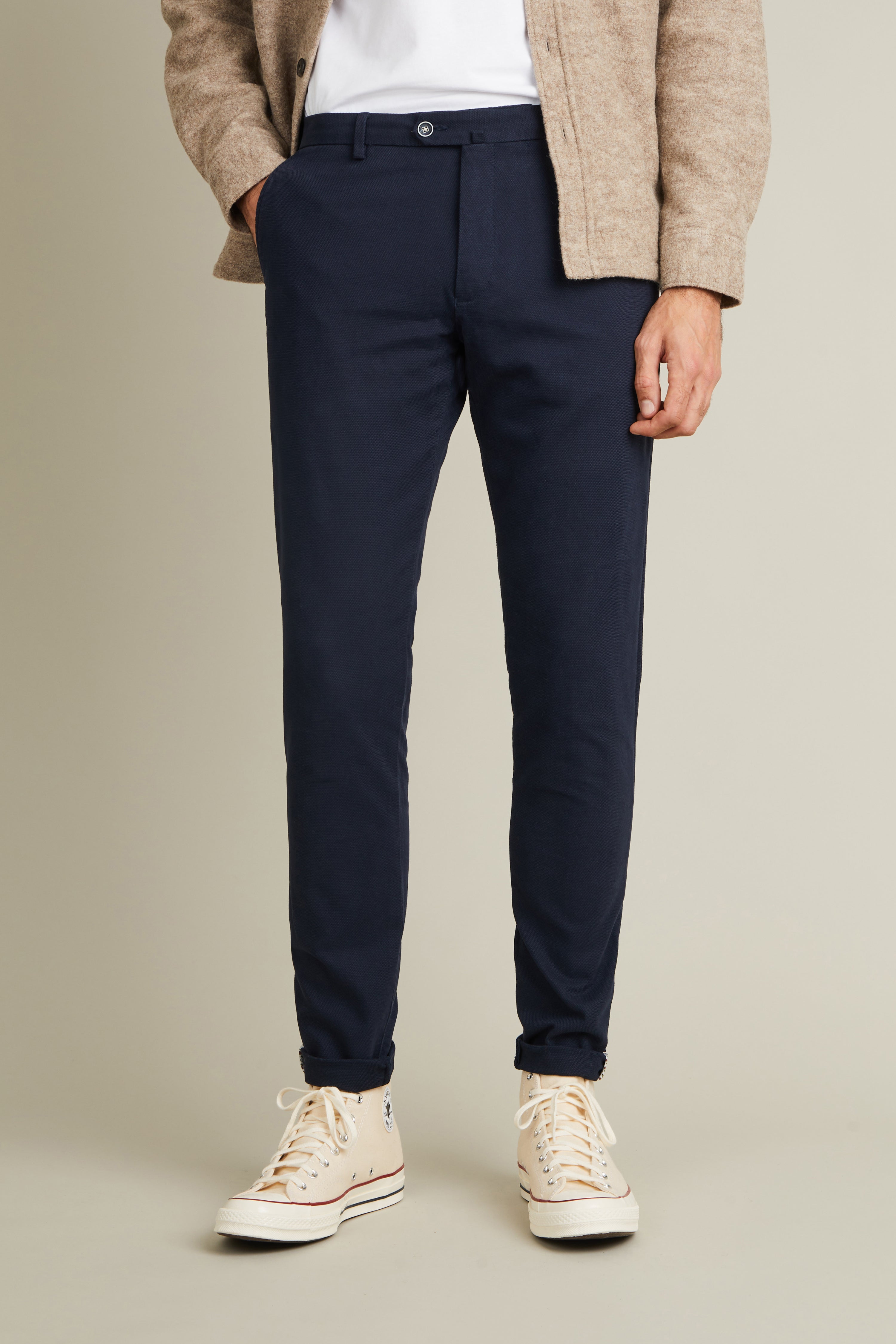 Chino texturé bleu marine