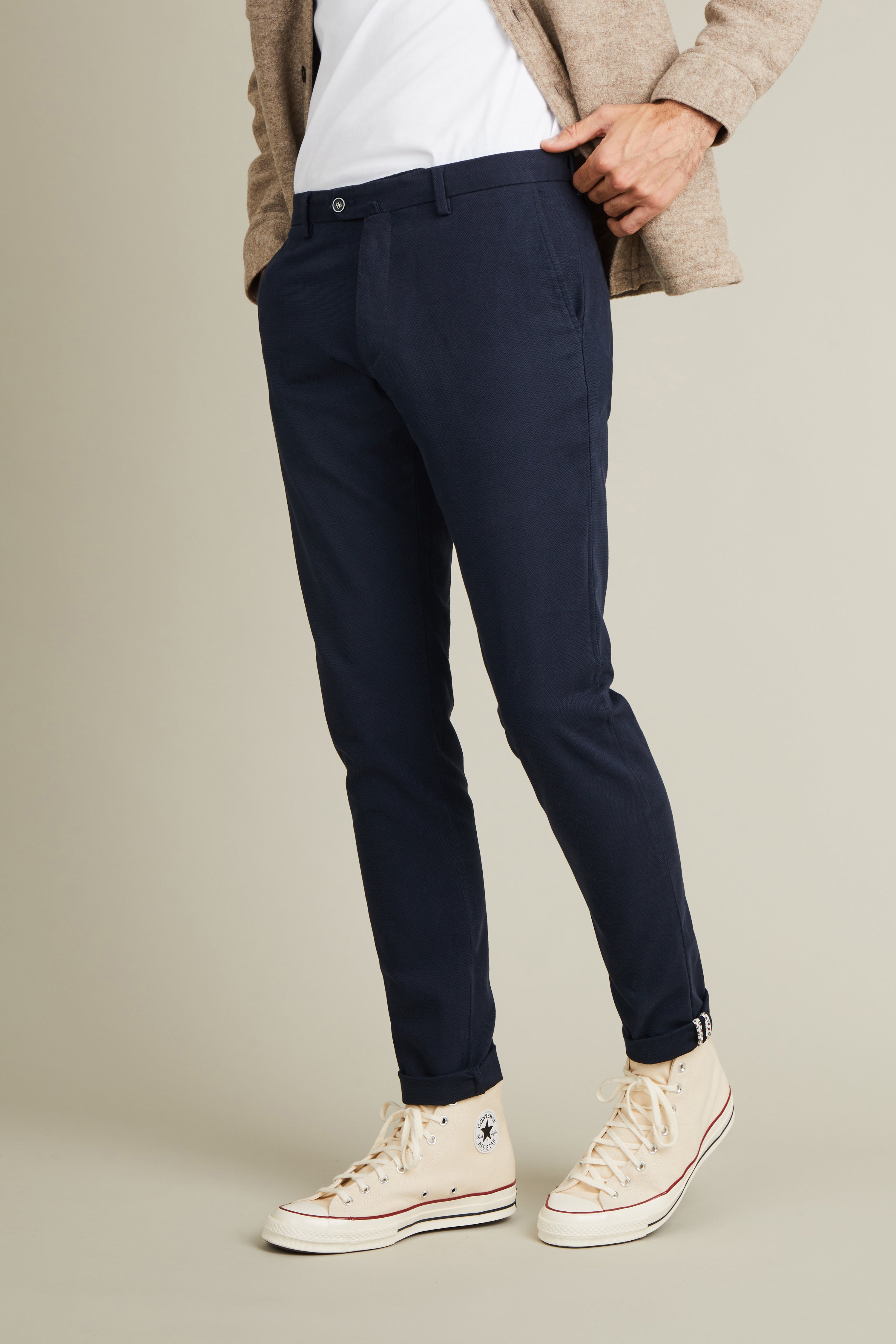Chino texturé bleu marine