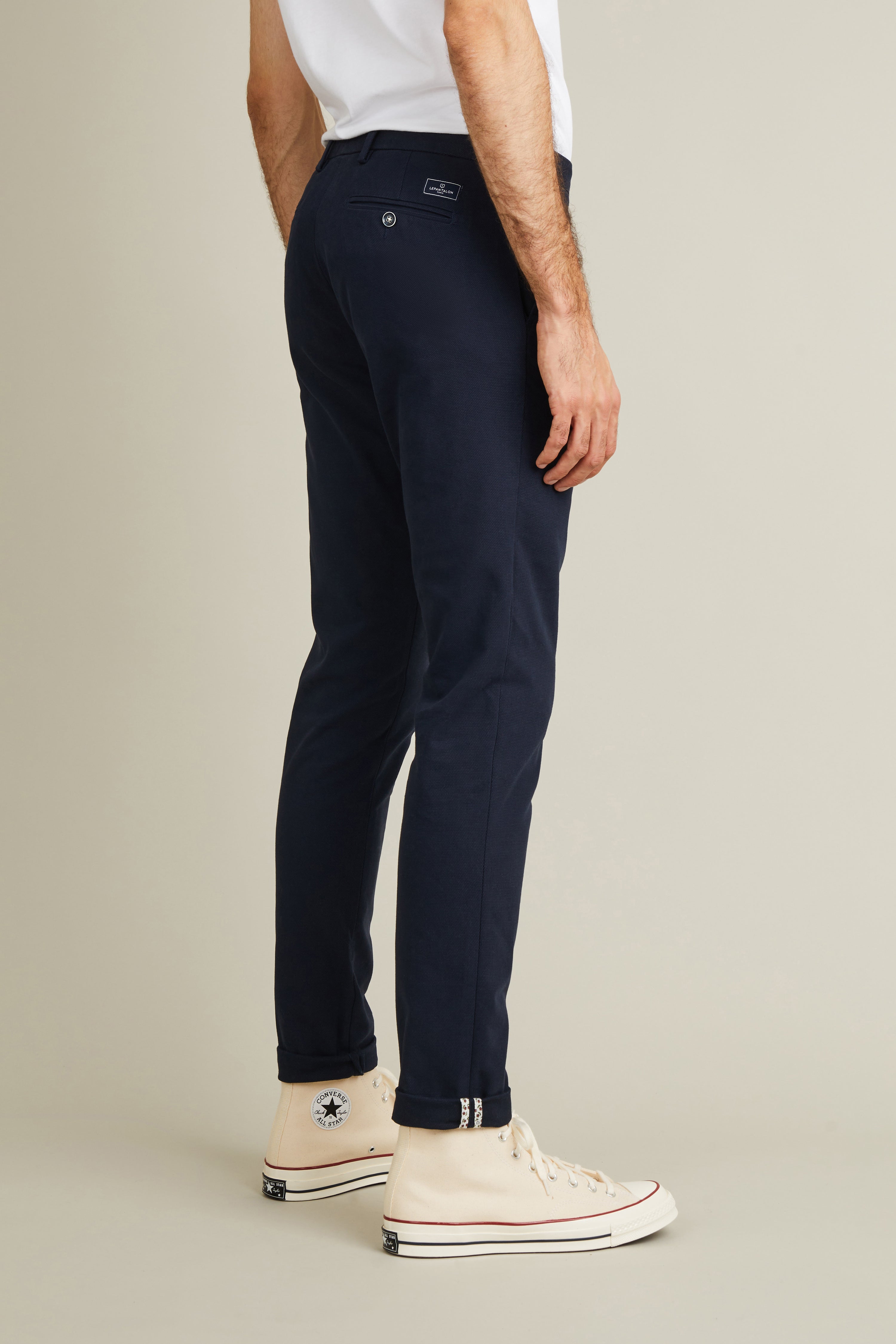 Chino texturé bleu marine