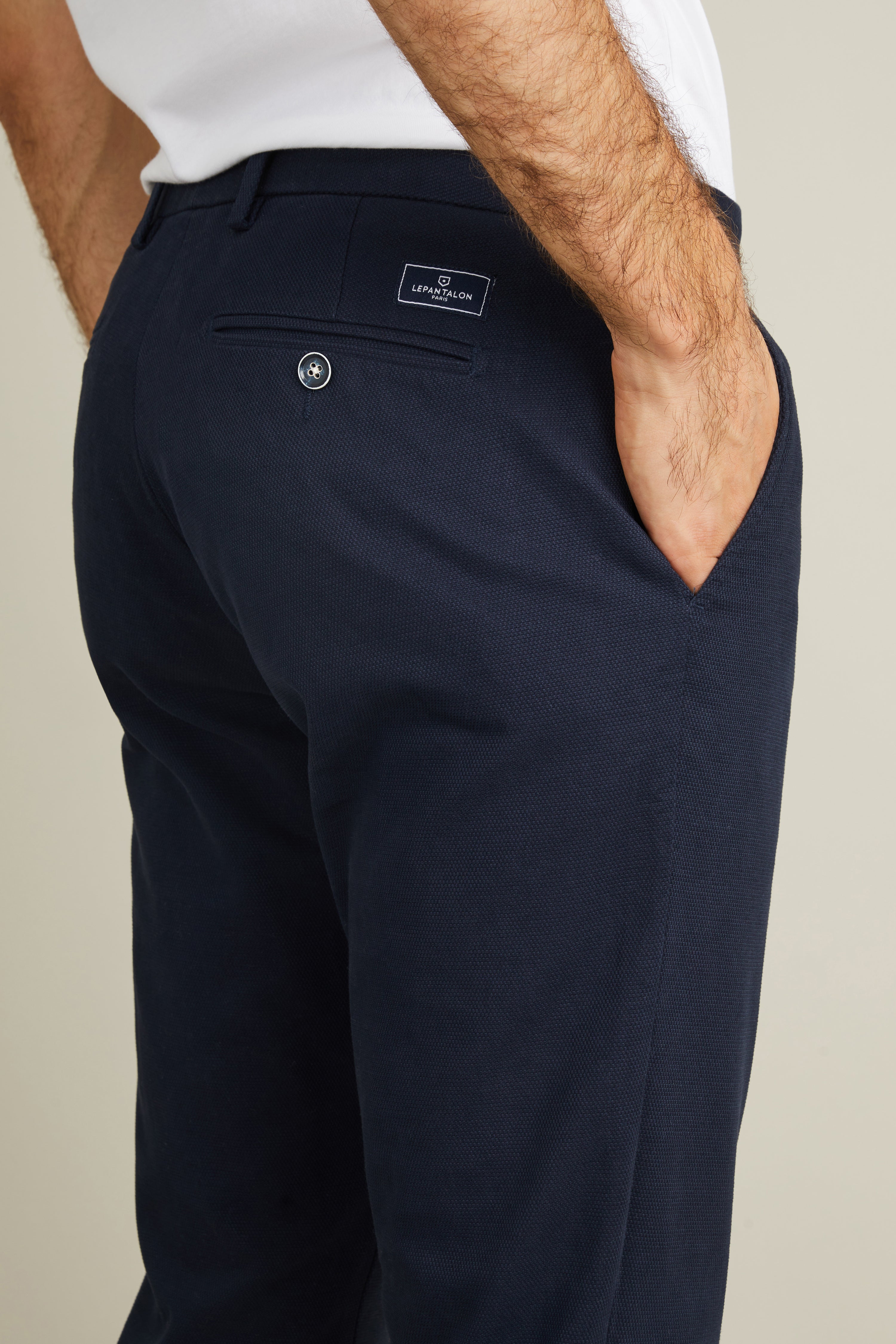 Chino texturé bleu marine