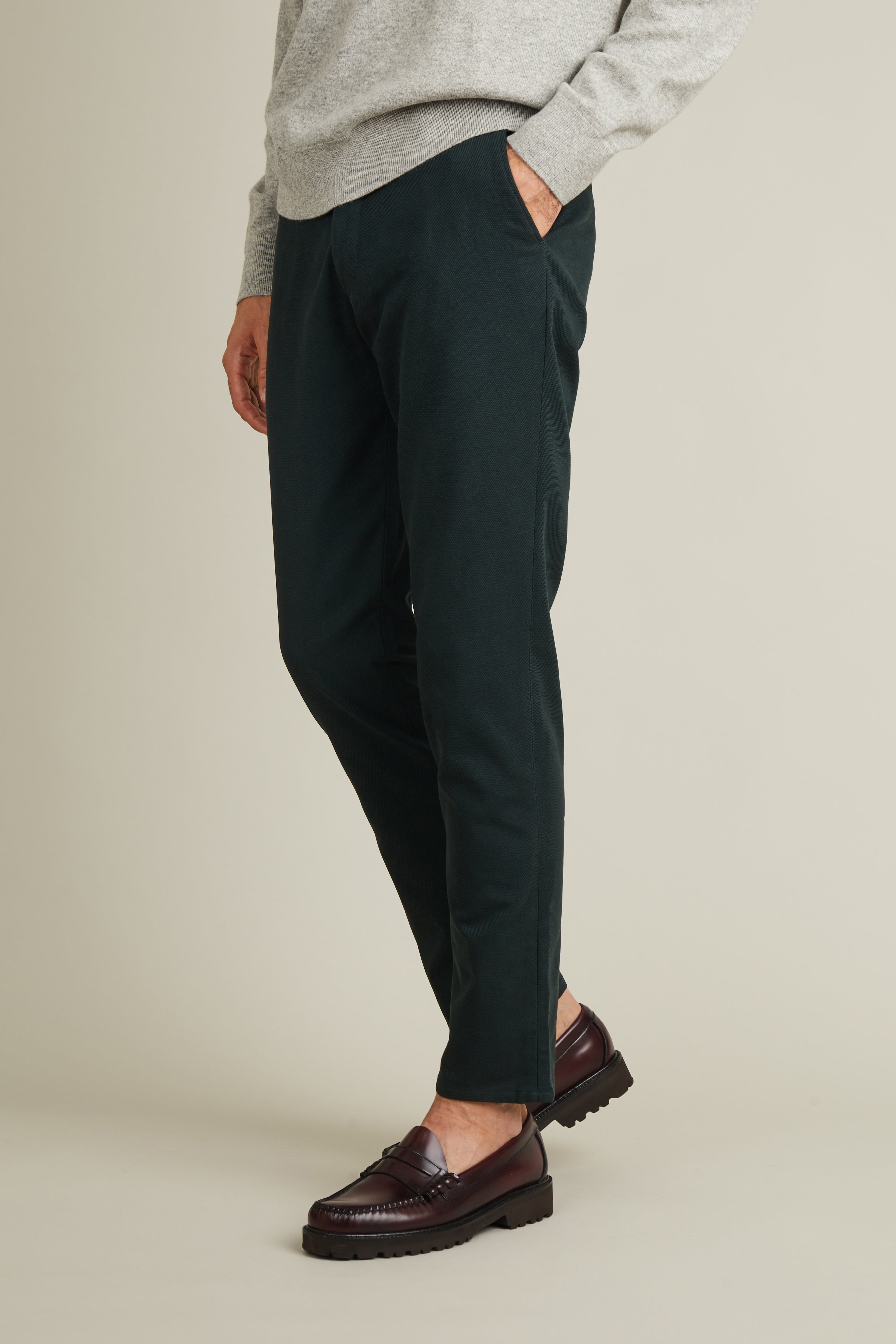 Chino texturé vert anglais