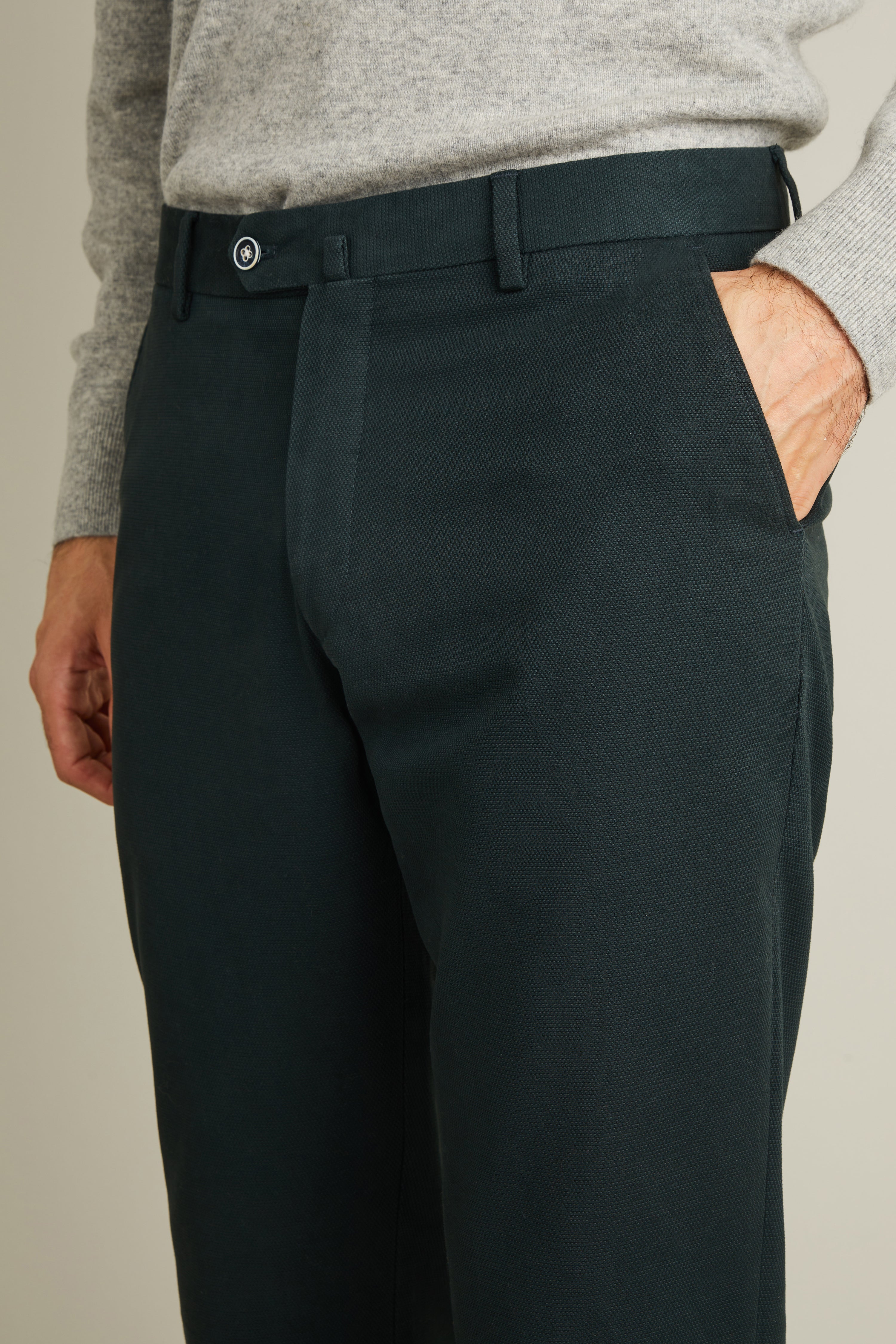 Chino texturé vert anglais