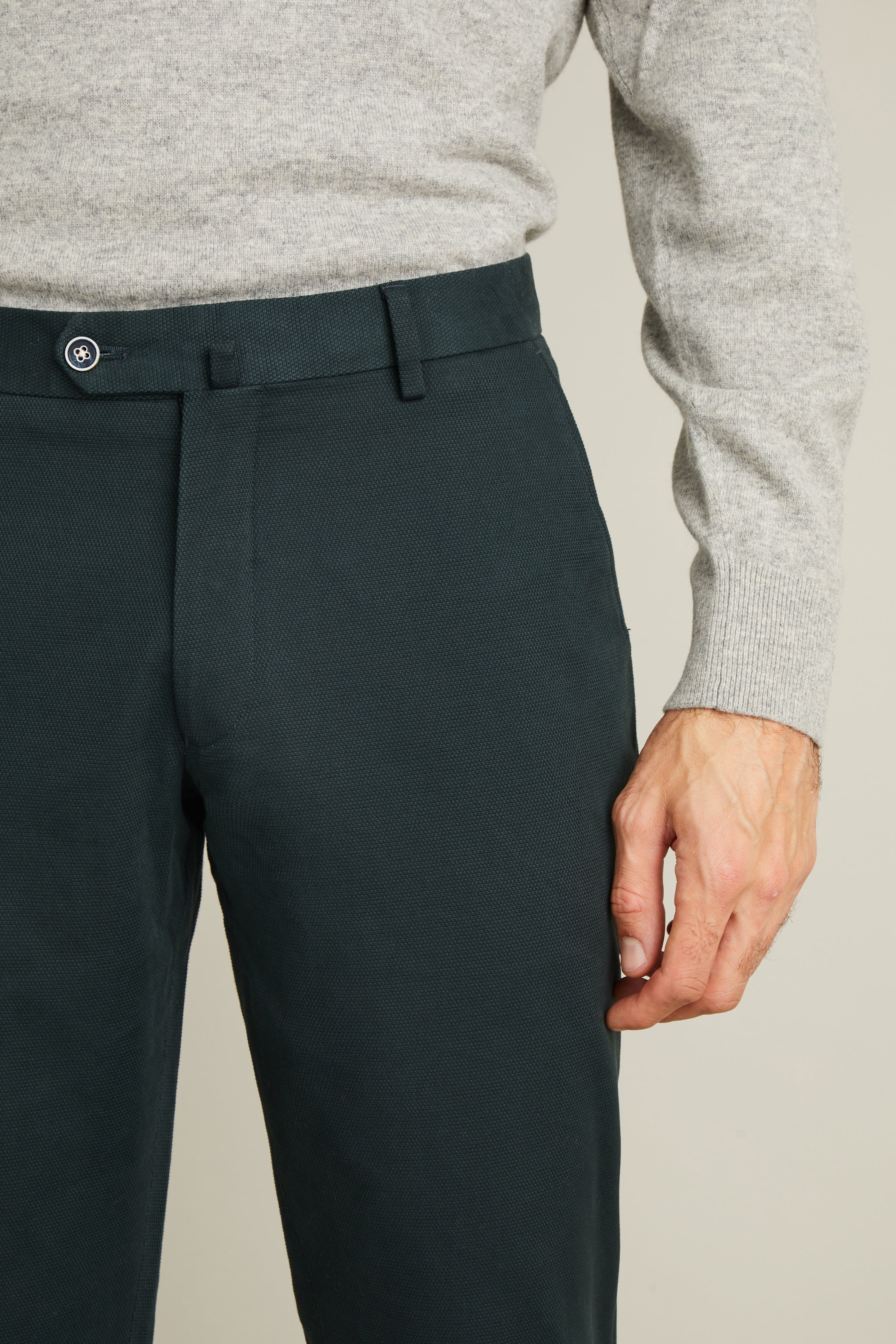 Chino texturé vert anglais