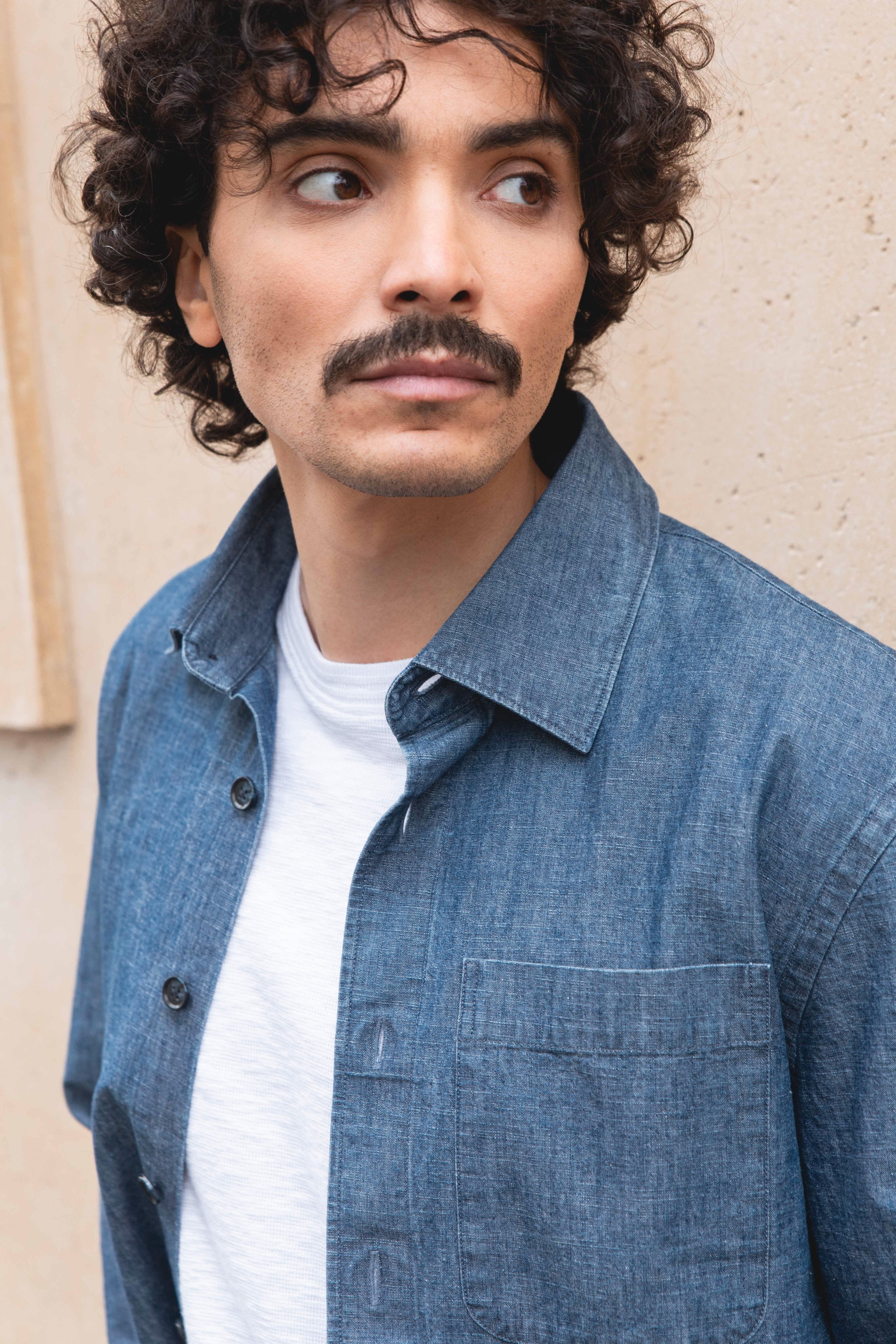 Surchemise chambray bleu