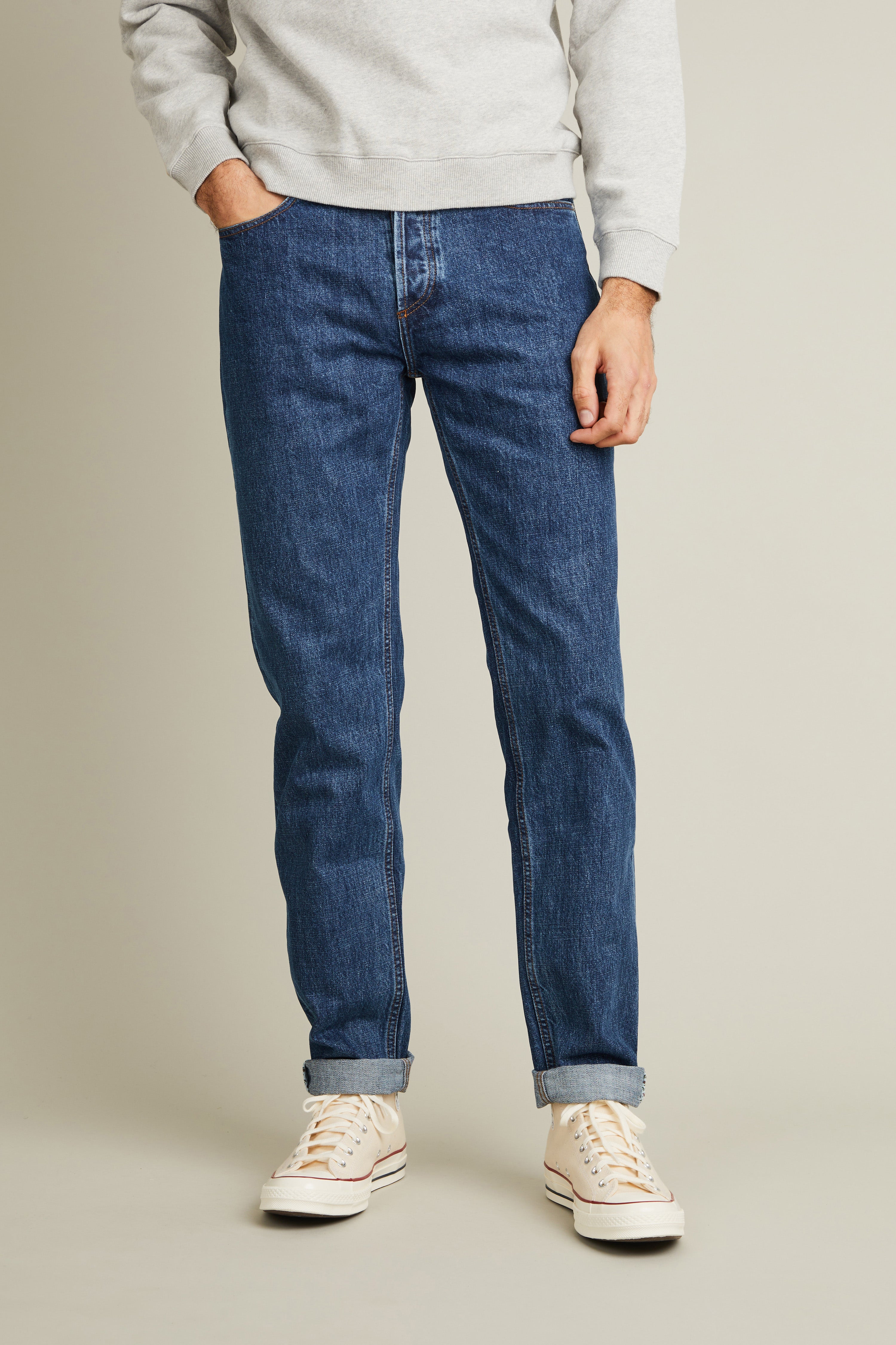 Stone blue straight jeans
