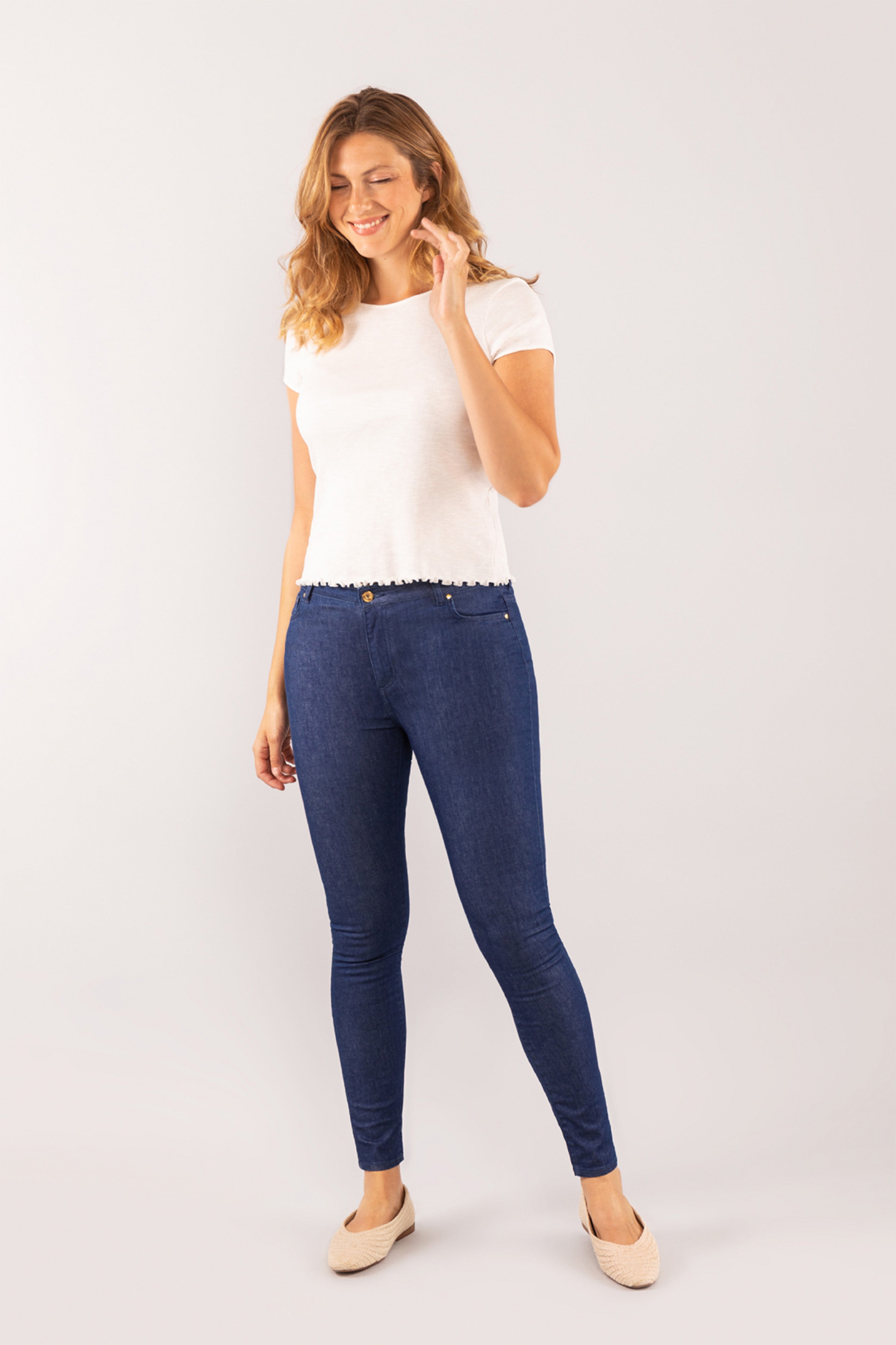 Jean Slim taille Mi-Haute Bleu