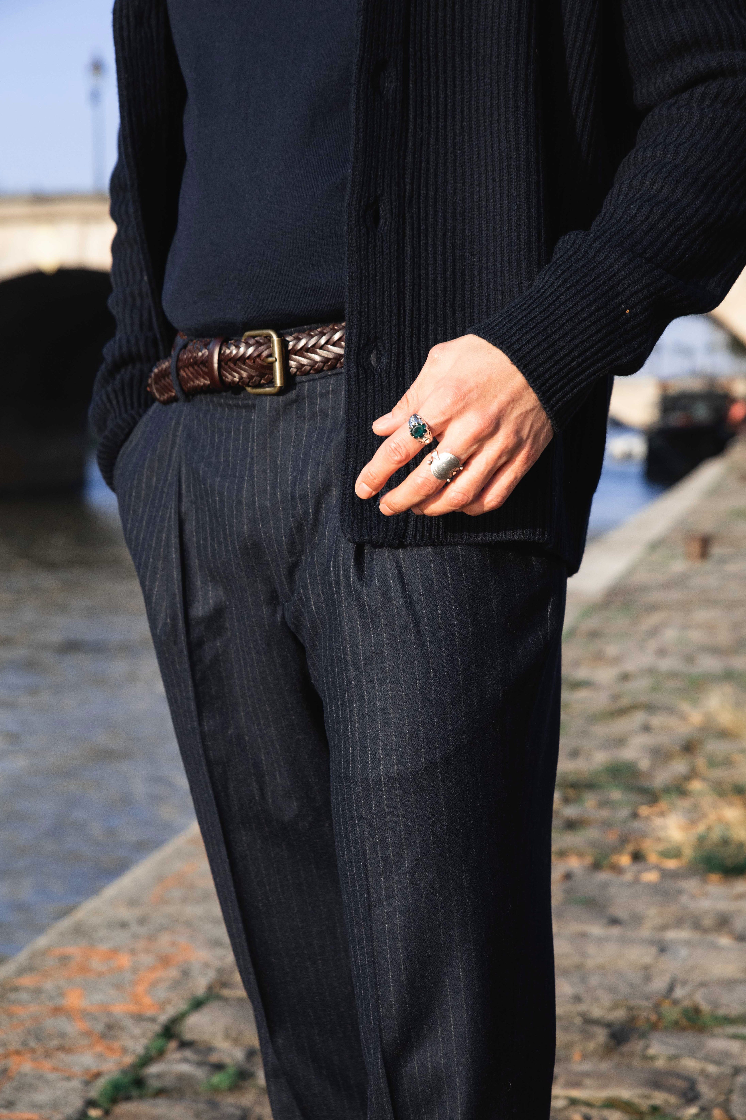 Pantalon jogpant flanelle bleu marine