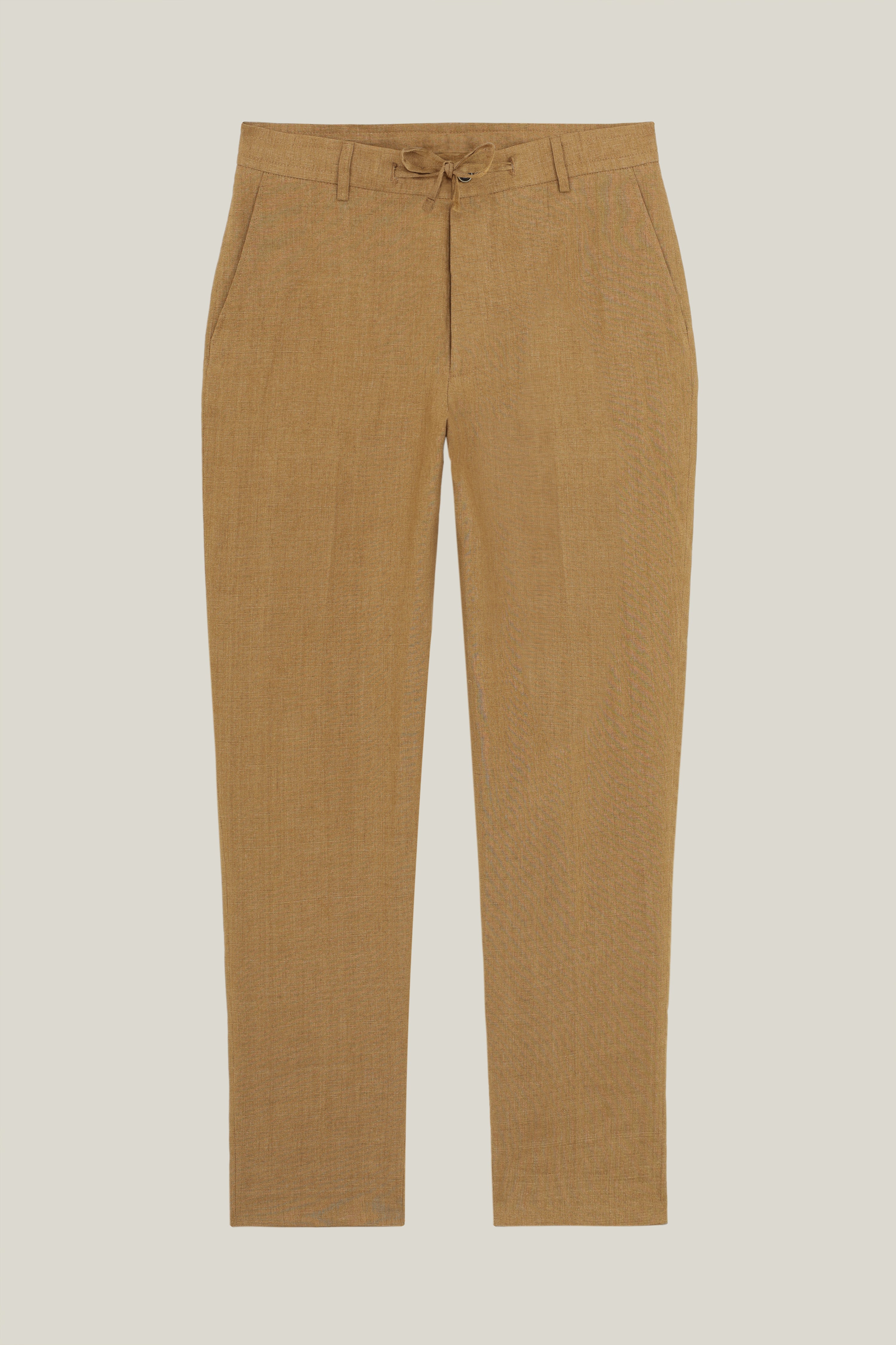 Pantalon lin beige foncé