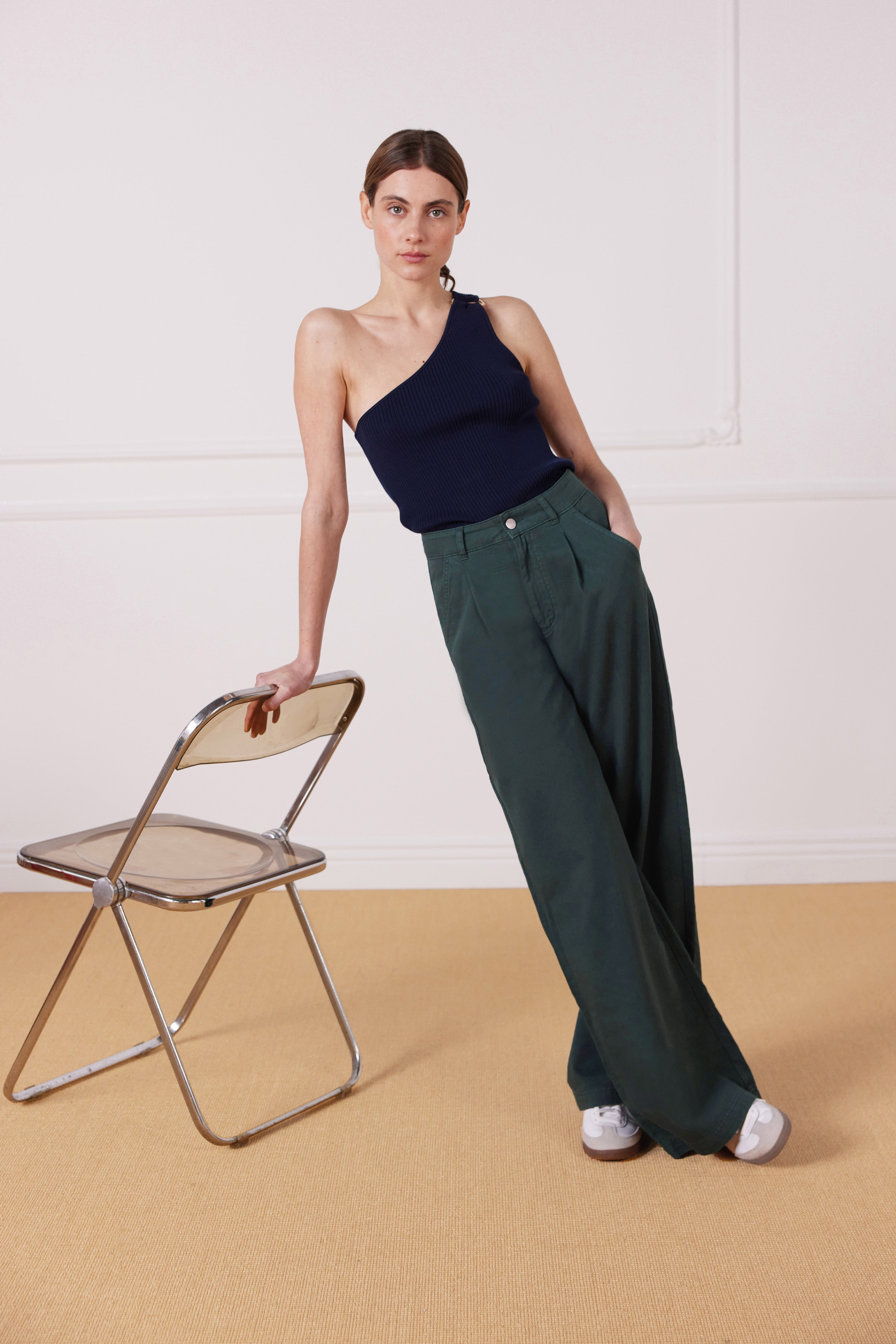Pantalon à pinces vert