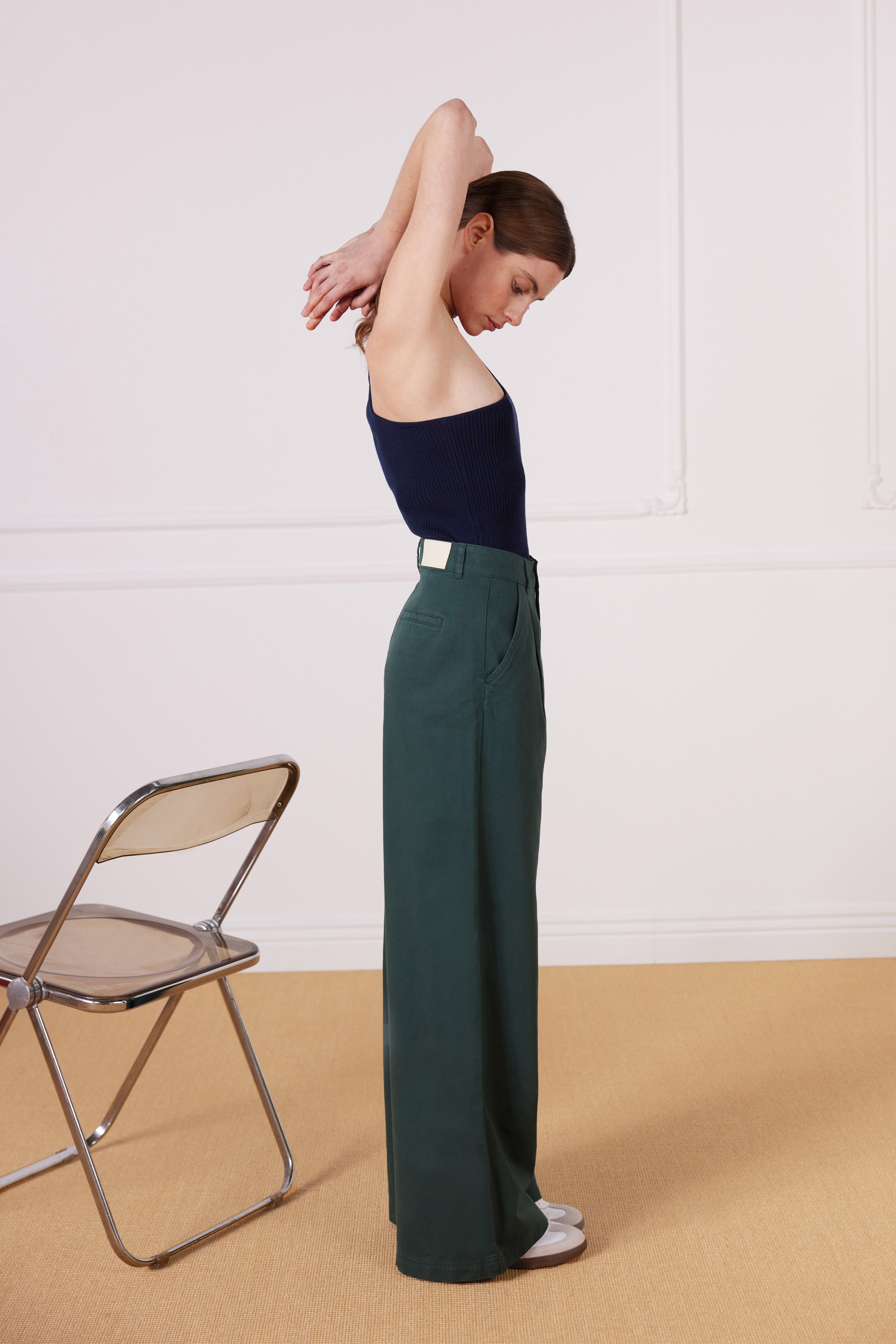 Pantalon à pinces vert