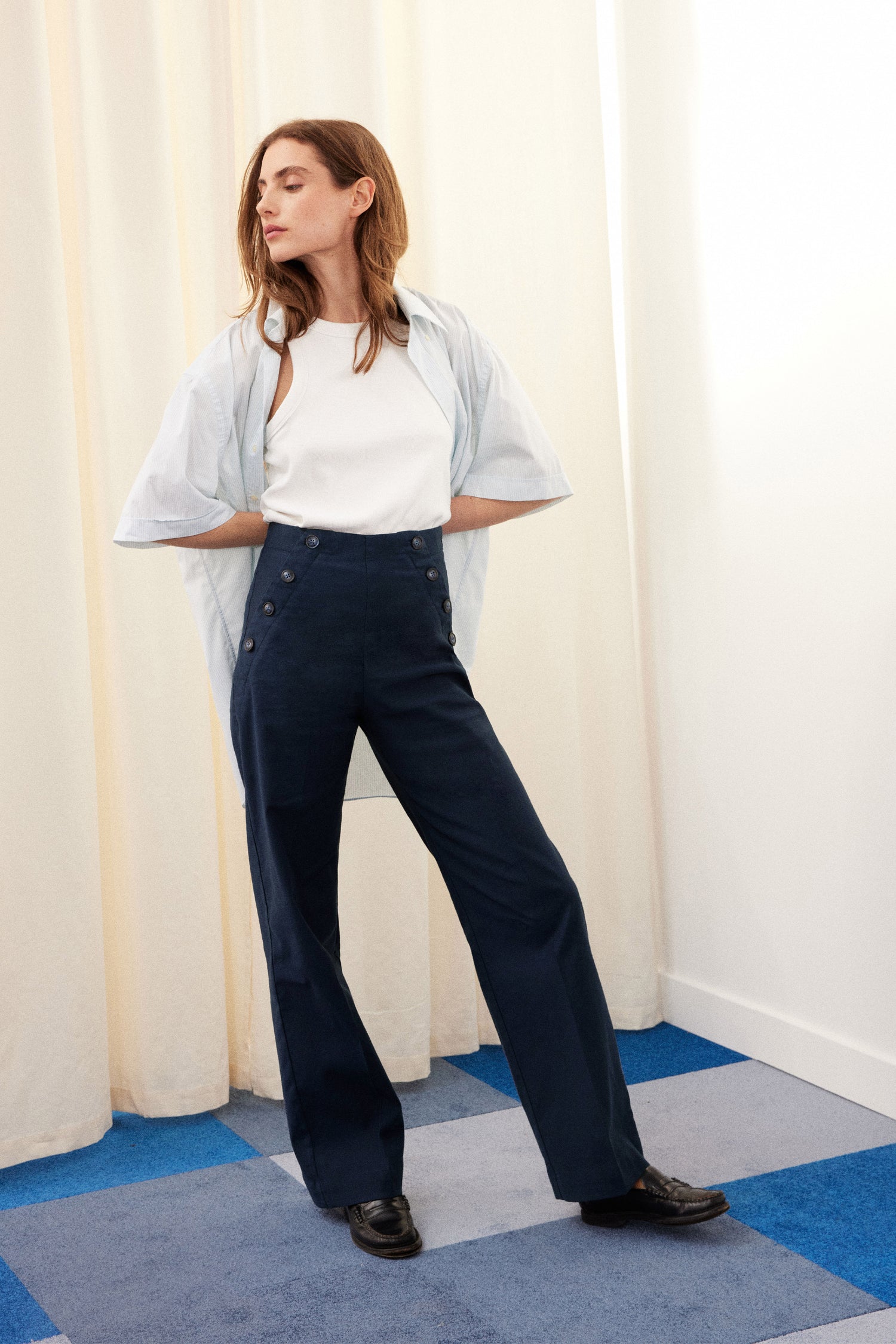 Pantalon à pont bleu marine