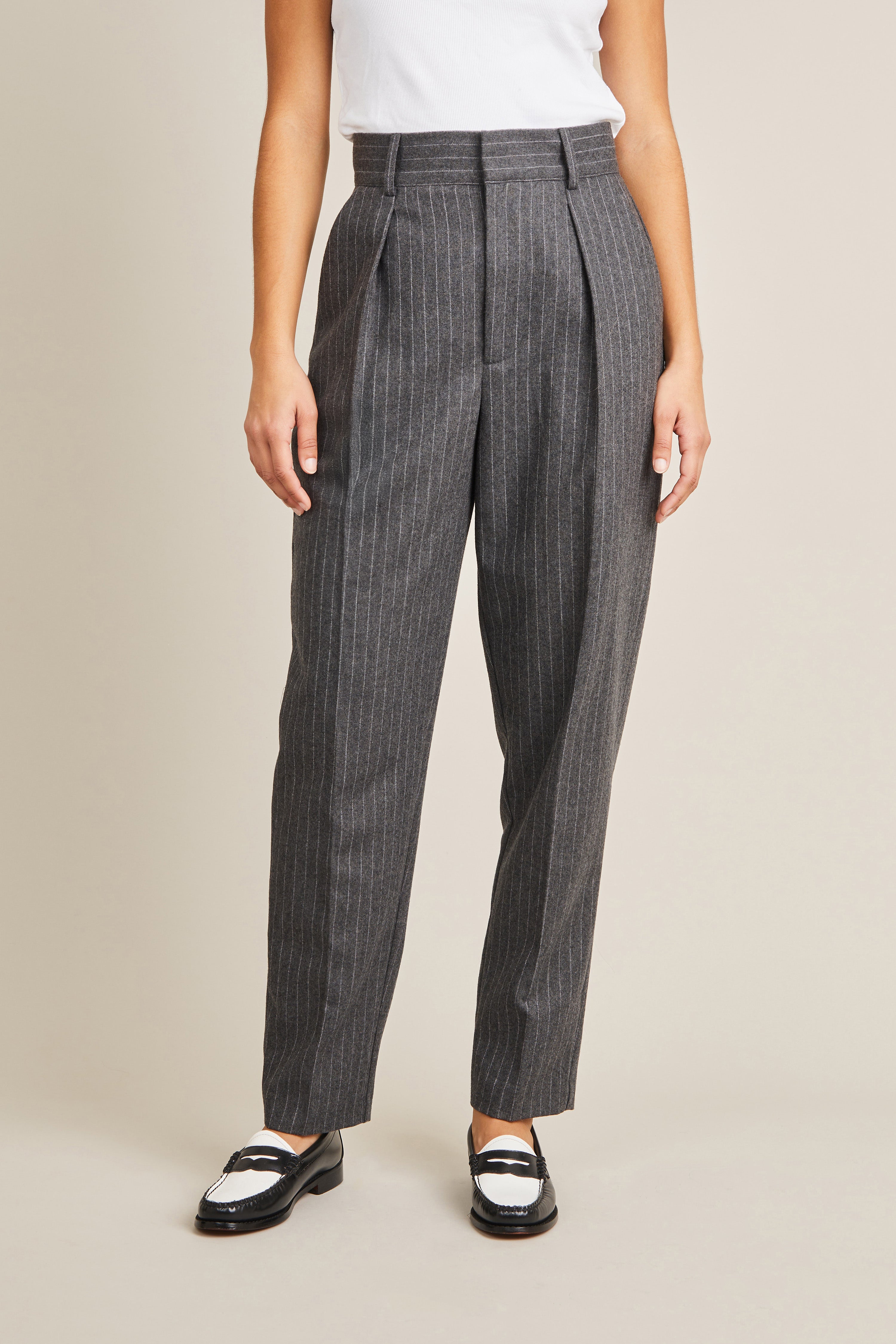 Pantalon cigarette flanelle gris