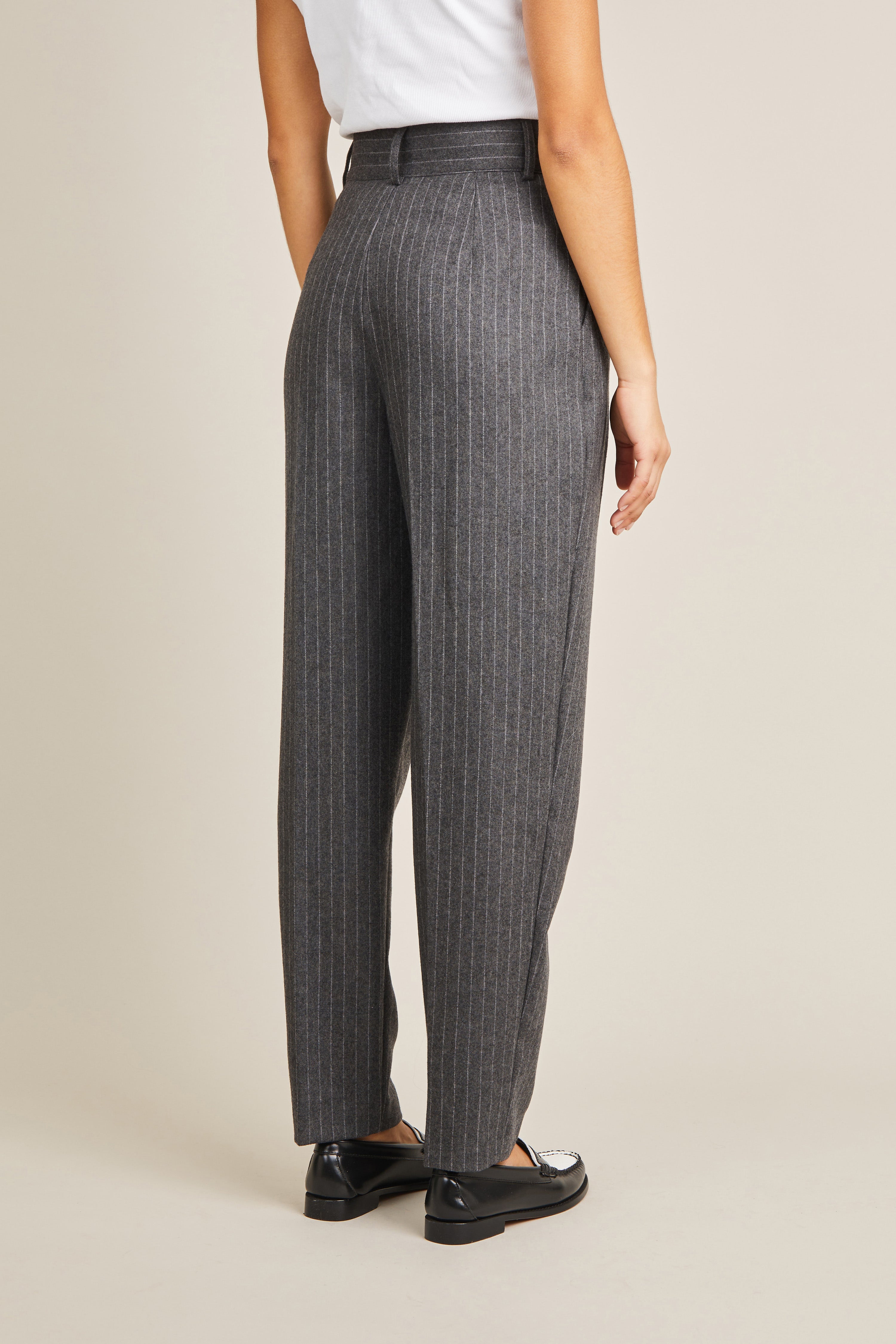 Pantalon cigarette flanelle gris