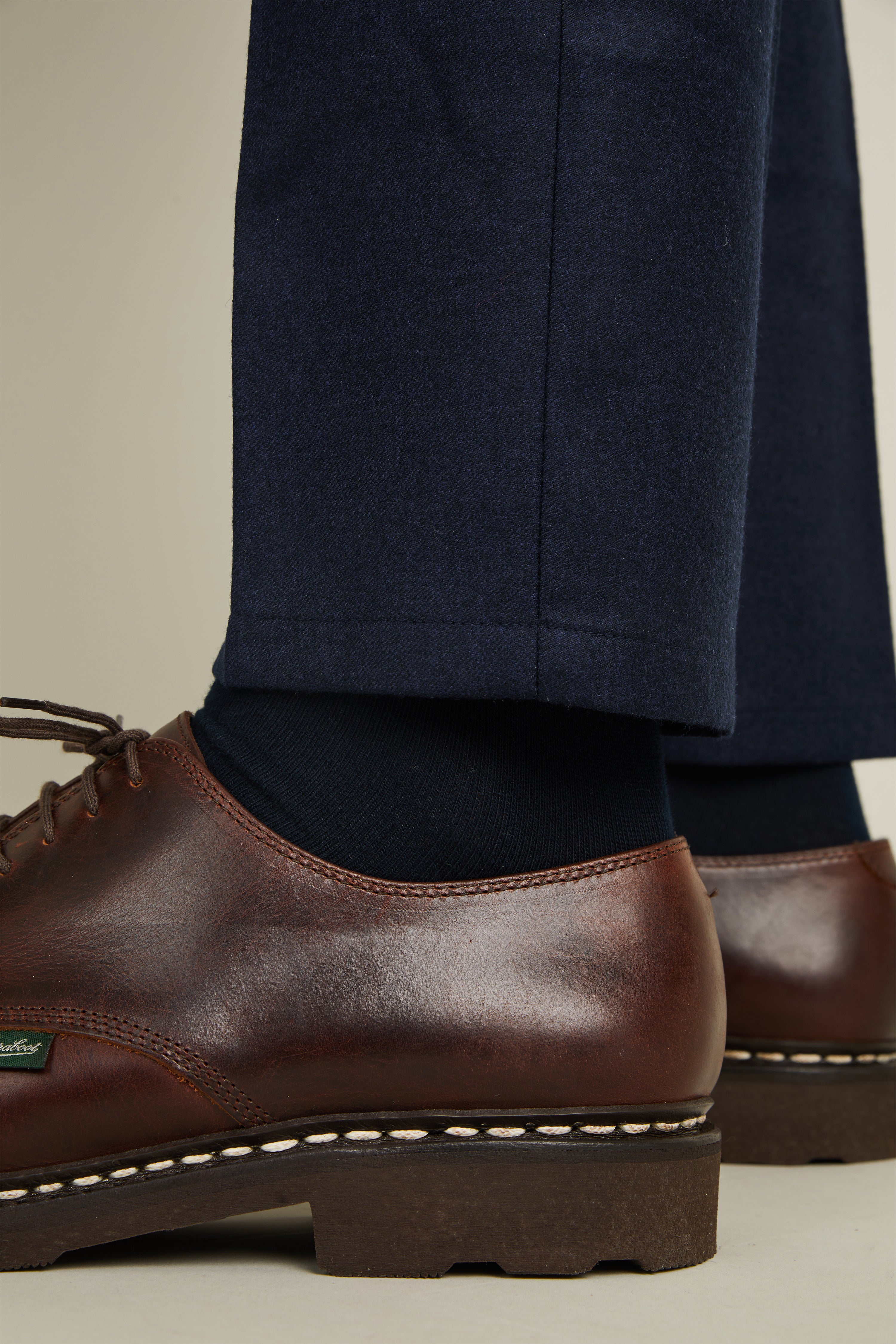 Pantalon flanelle bleu chiné