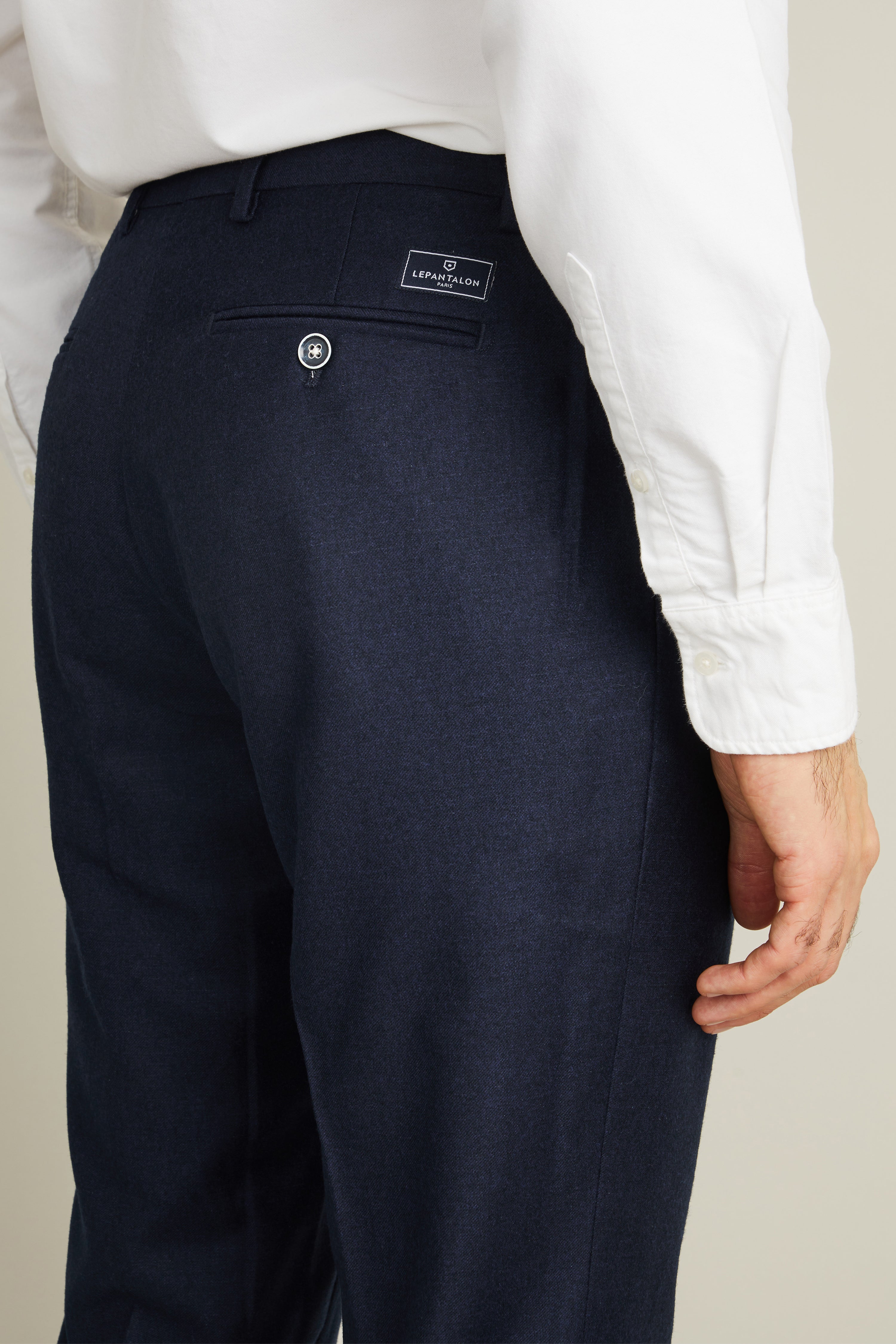 Pantalon flanelle bleu chiné