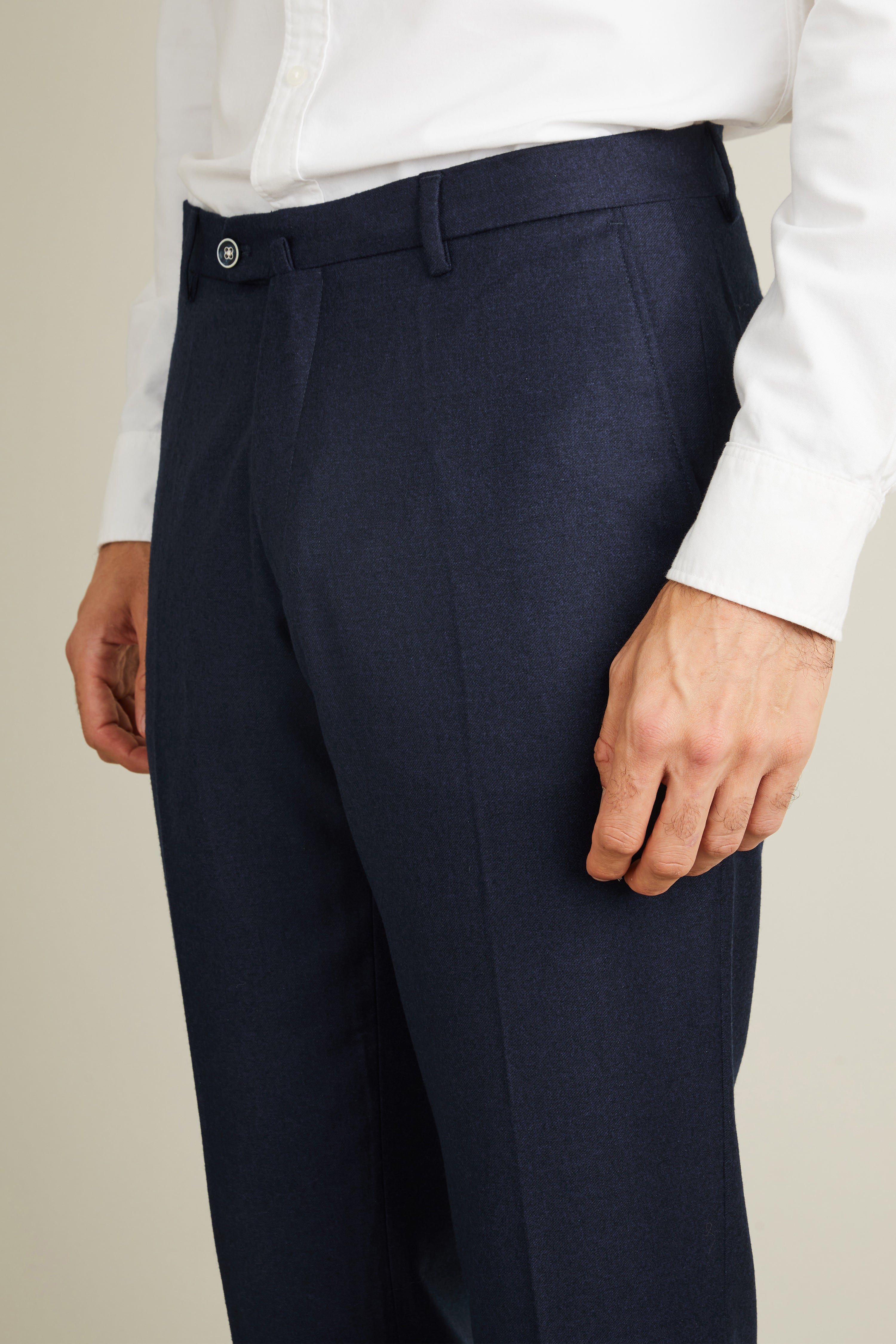 Pantalon flanelle bleu chiné