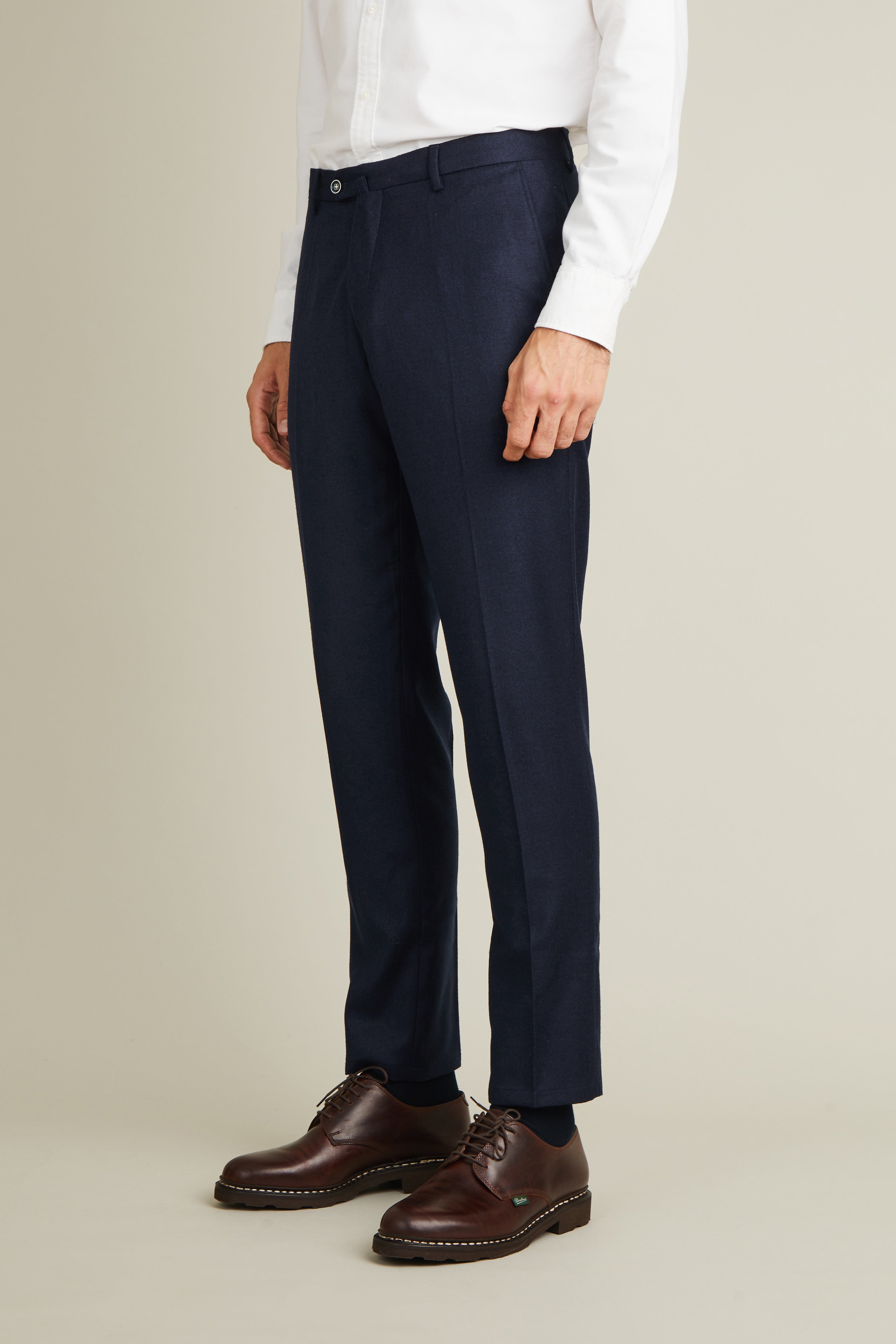 Pantalon flanelle bleu chiné