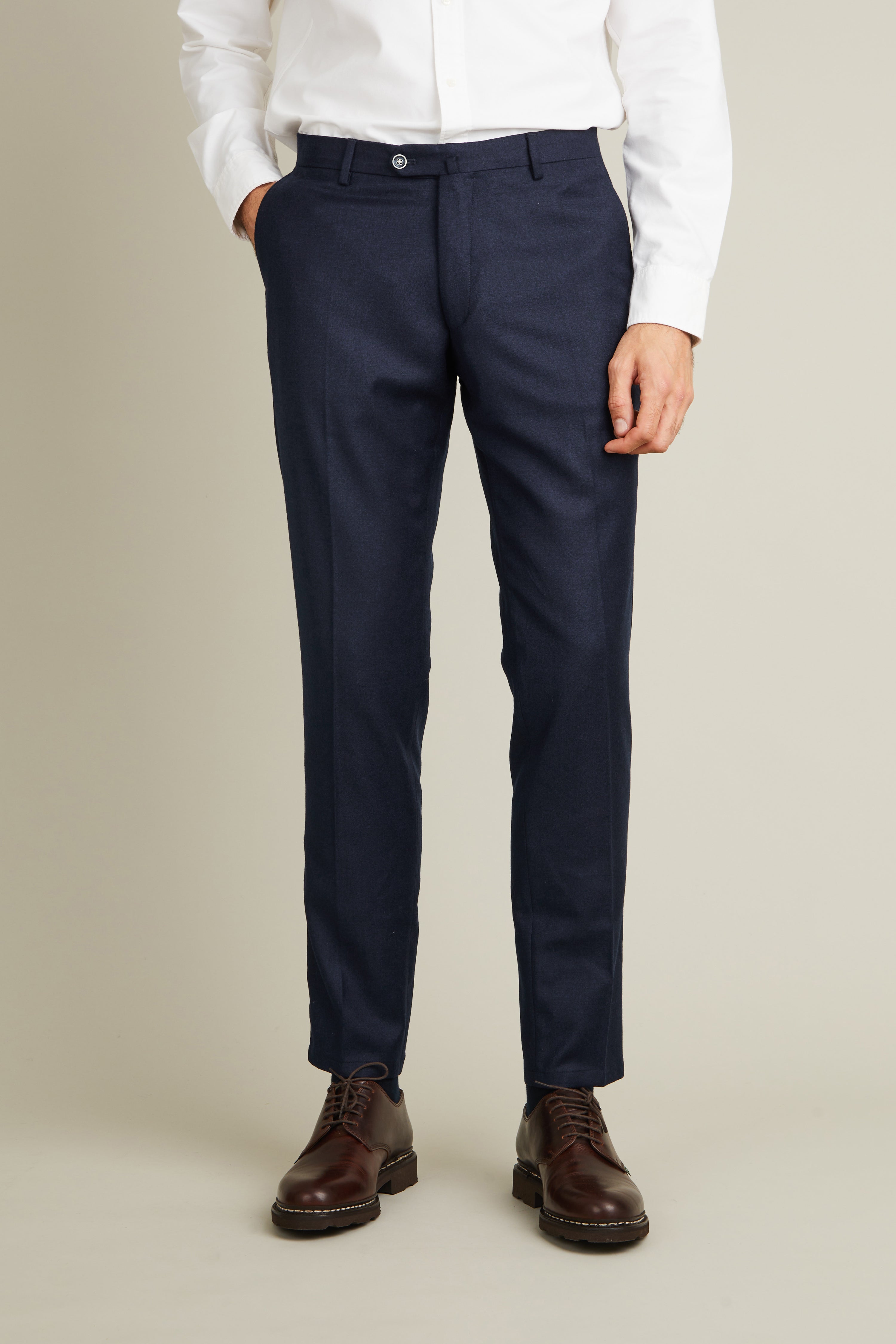 Pantalon flanelle bleu chiné