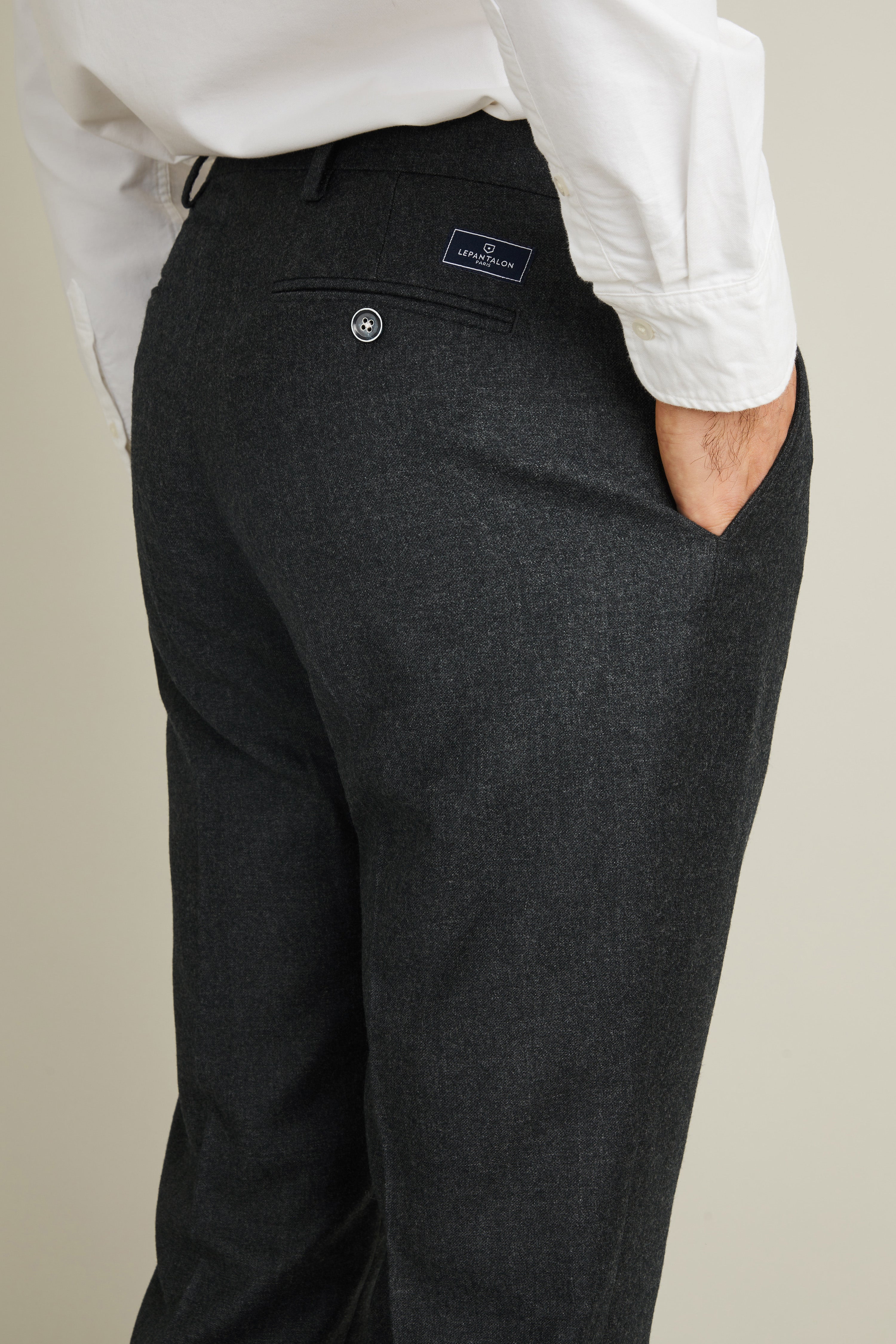 Pantalon flanelle gris anthracite