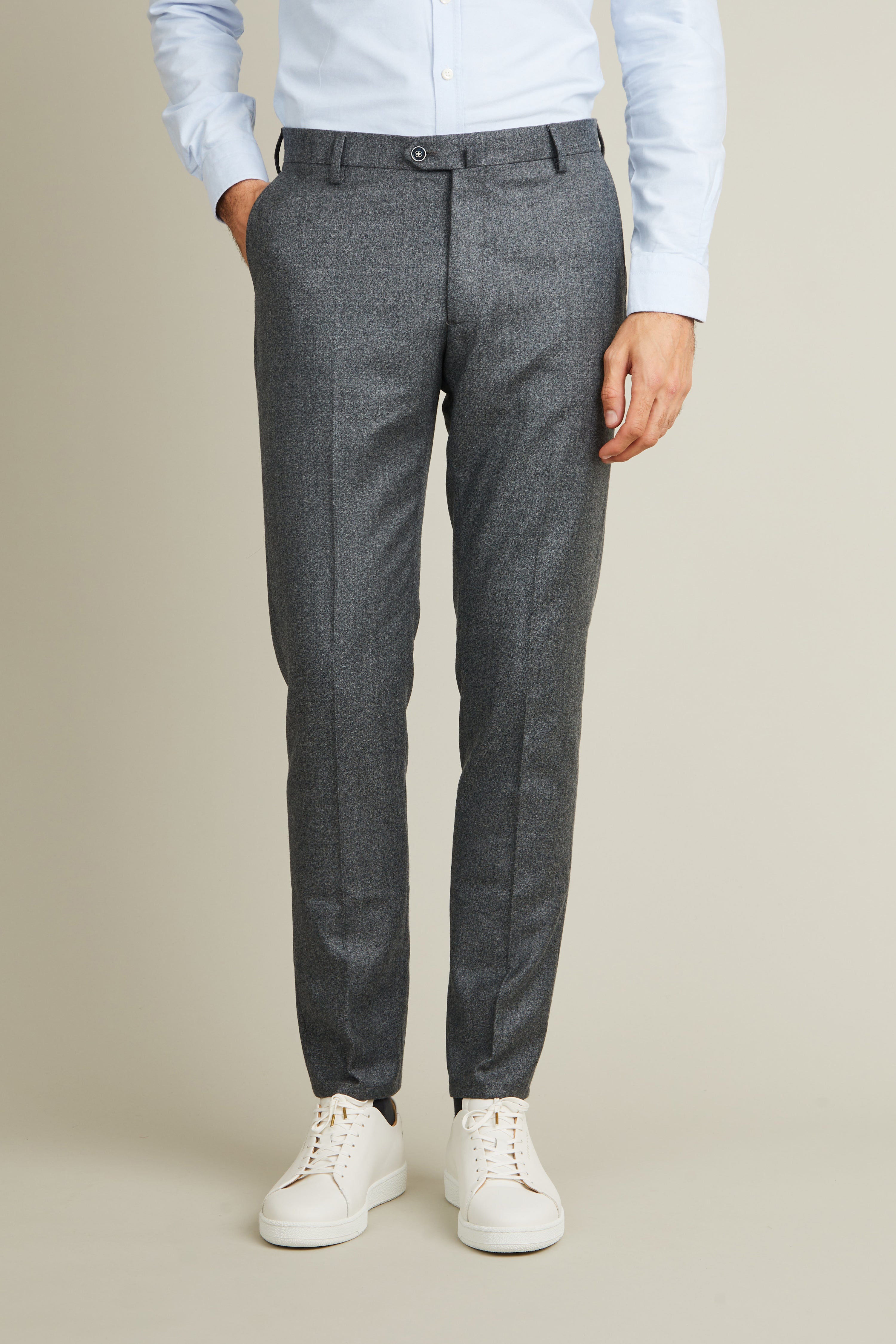 Pantalon flanelle gris chiné