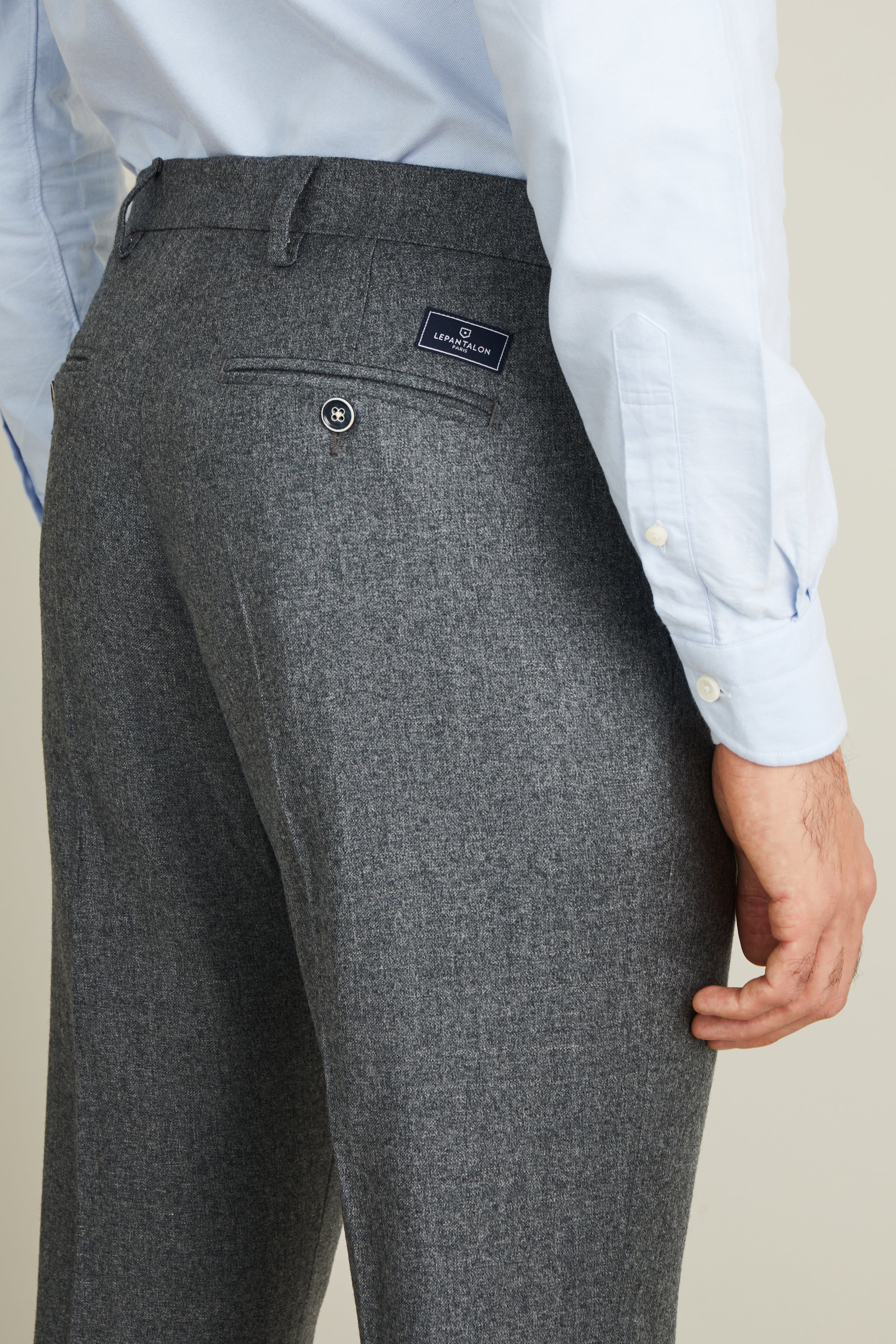Pantalon flanelle gris chiné