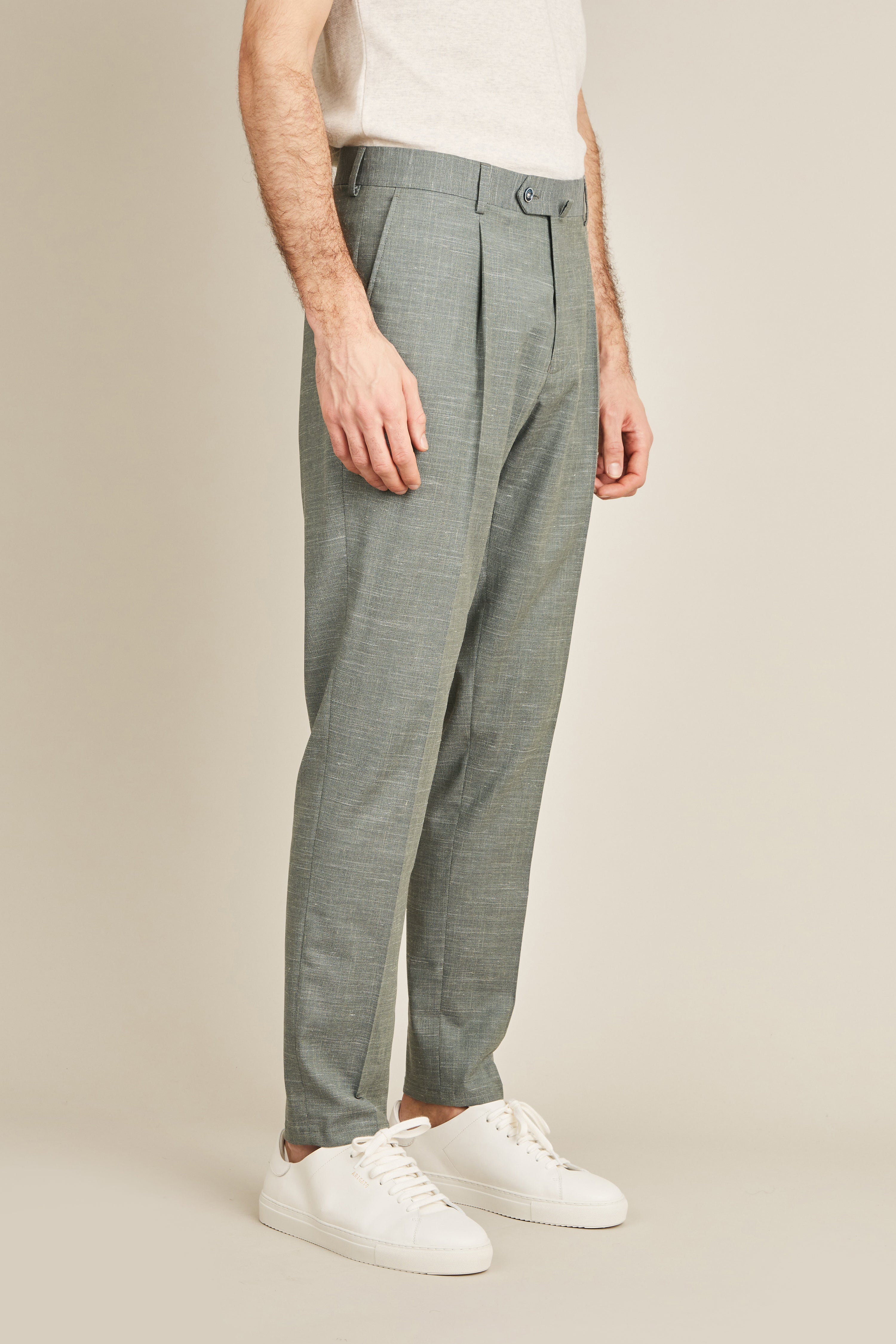 Pantalon à pinces léger vert