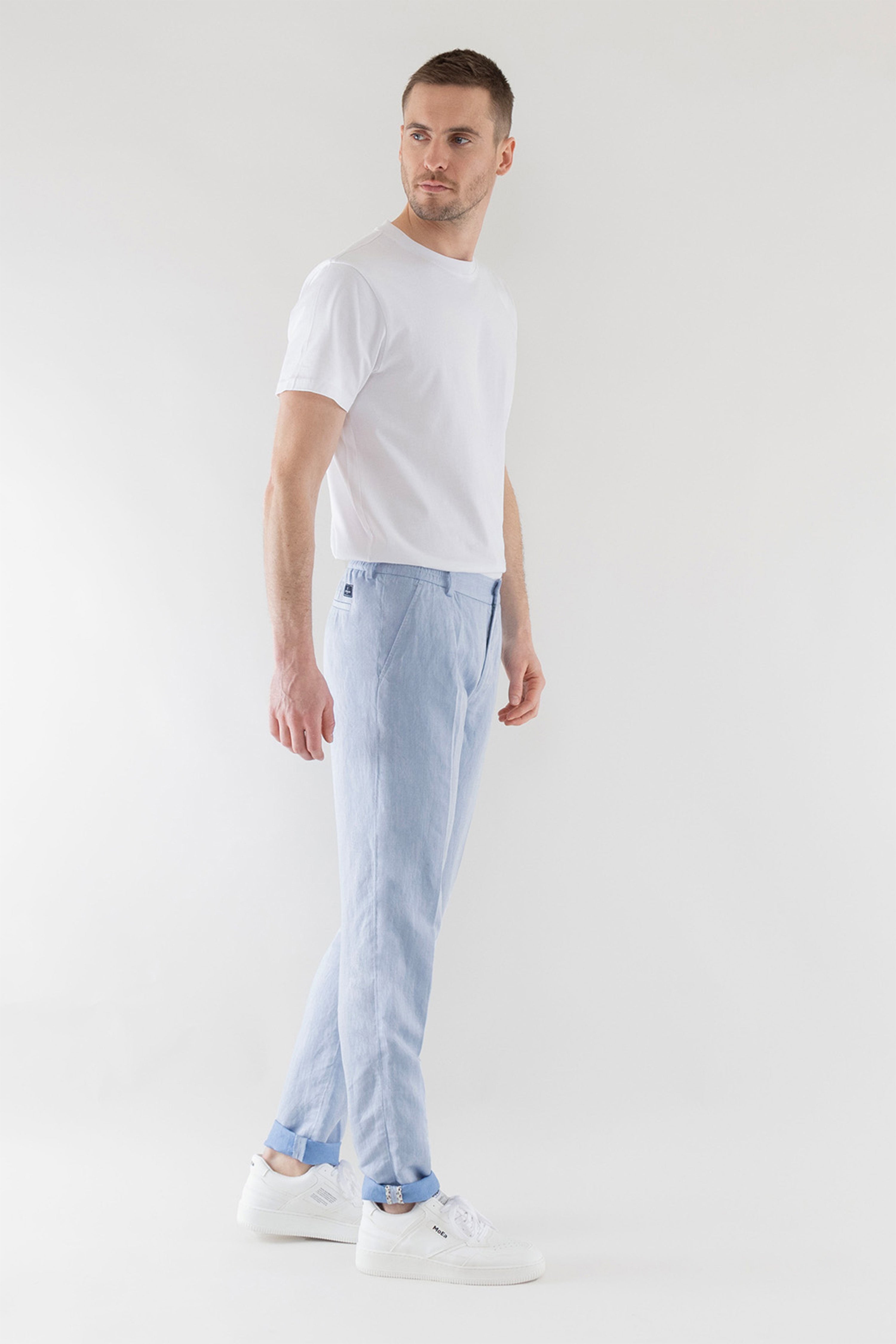 Pantalon à pinces léger bleu ciel