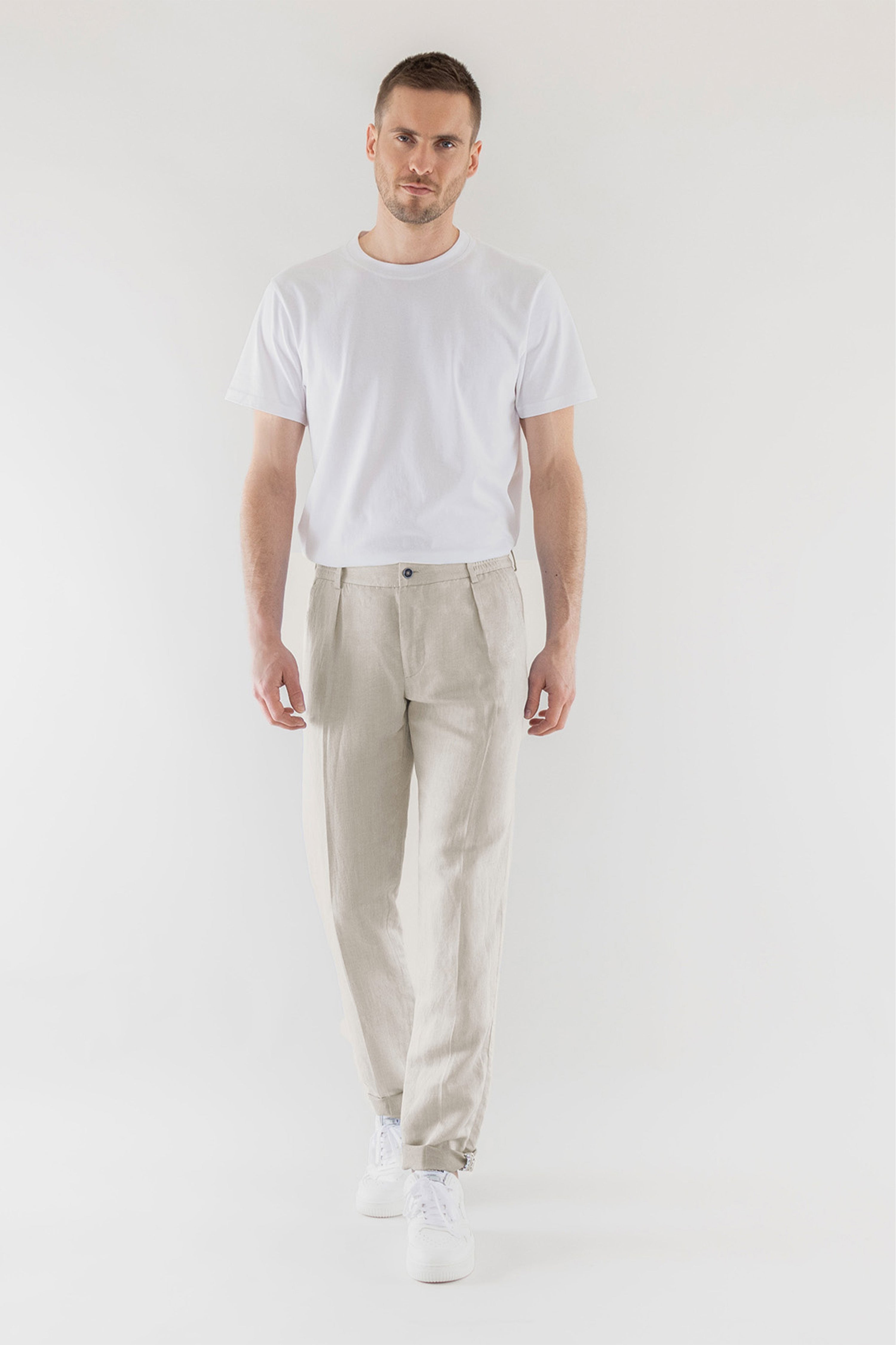 Pantalon à pinces léger gris clair