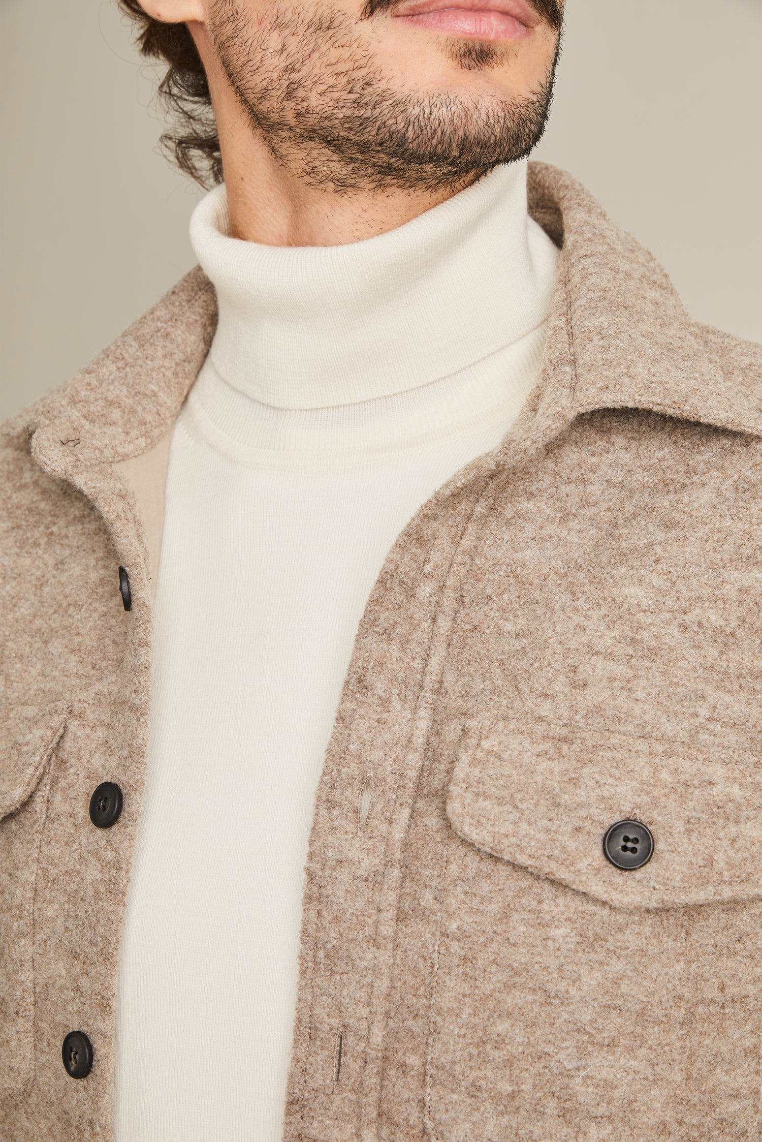 Woolen workjacket in greige