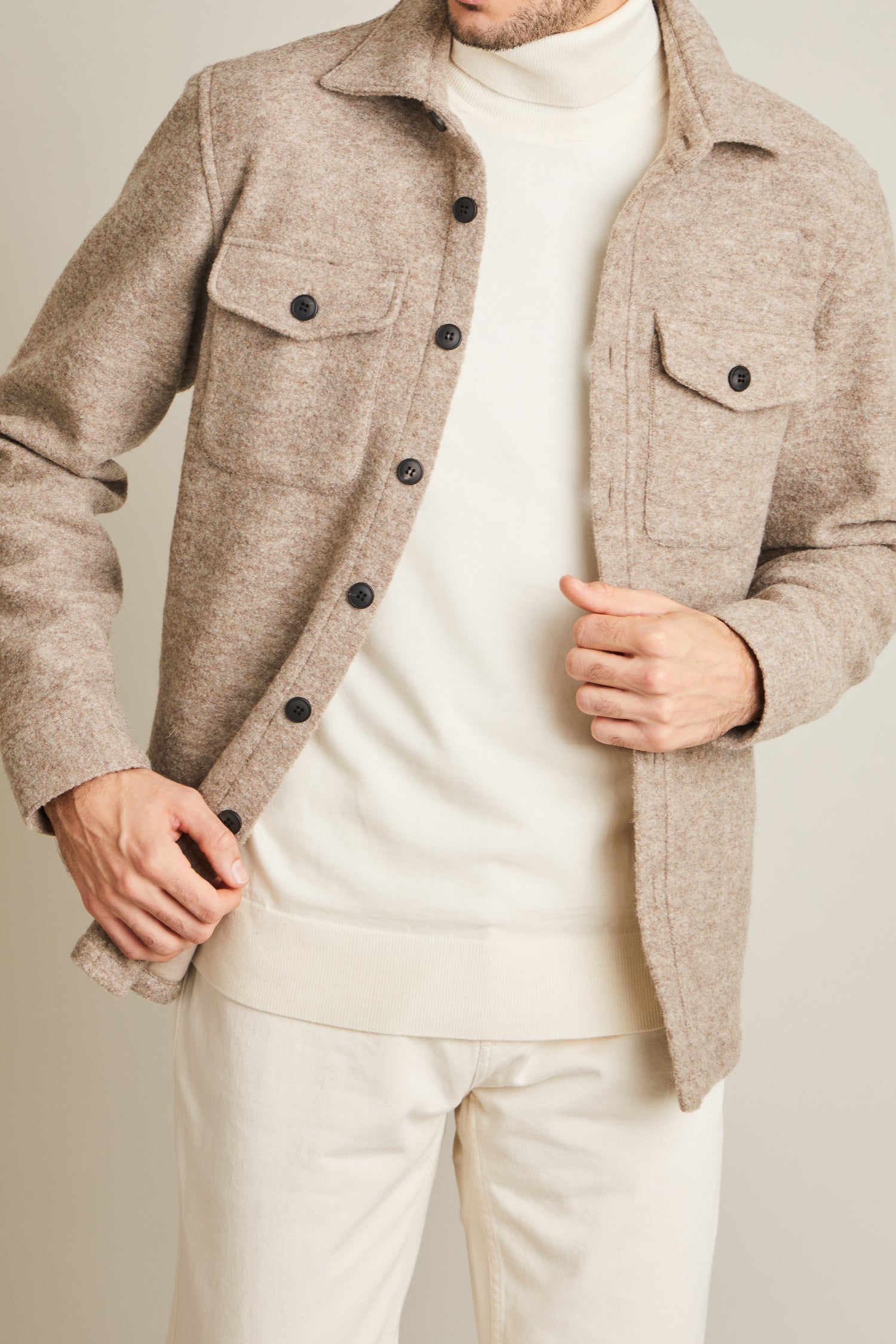 Woolen workjacket in greige