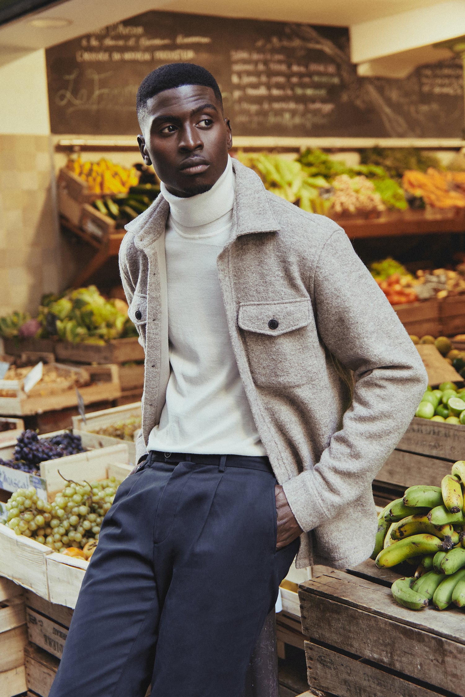 Woolen workjacket in greige