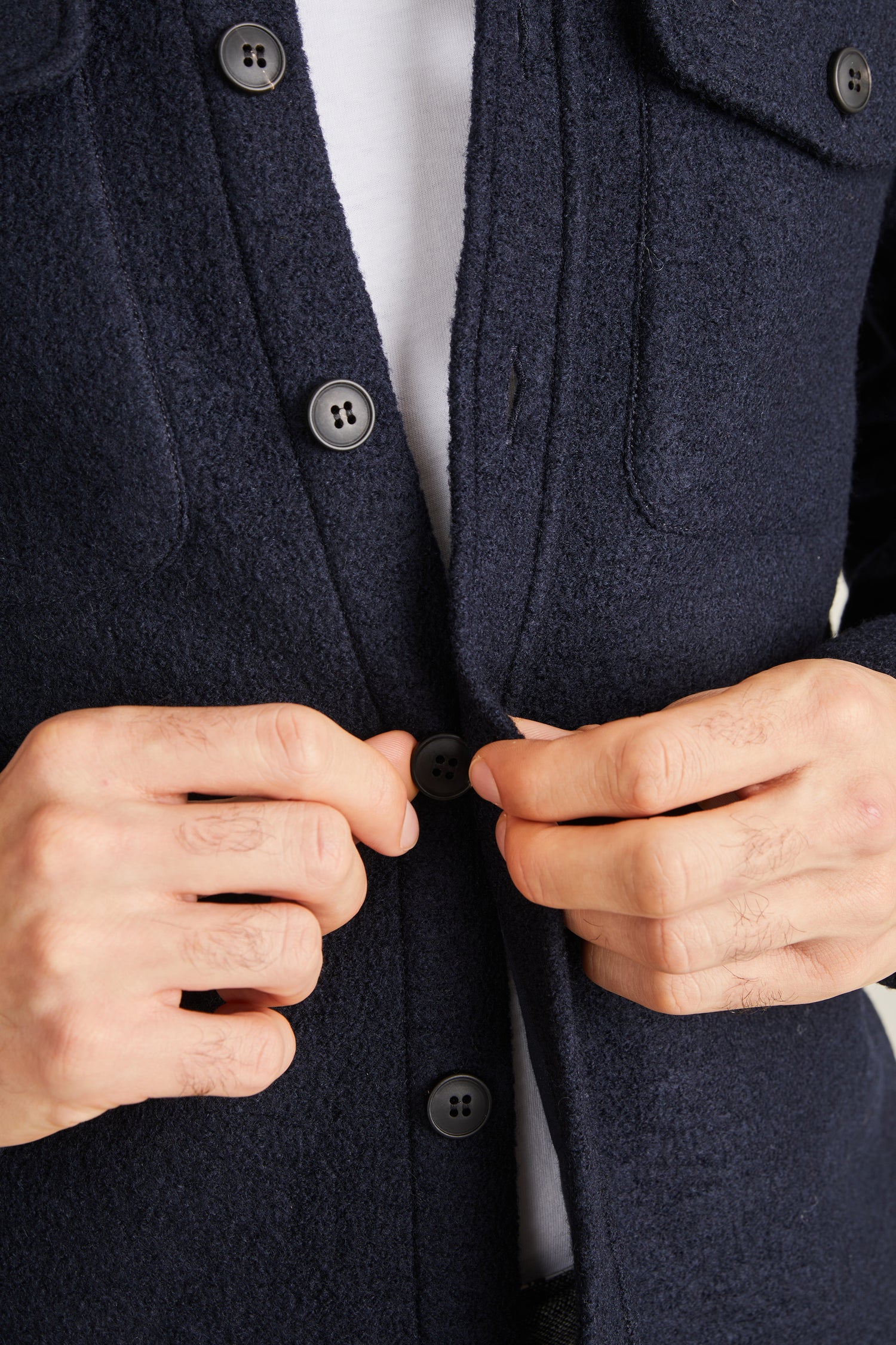 Woolen workjacket in navy blue