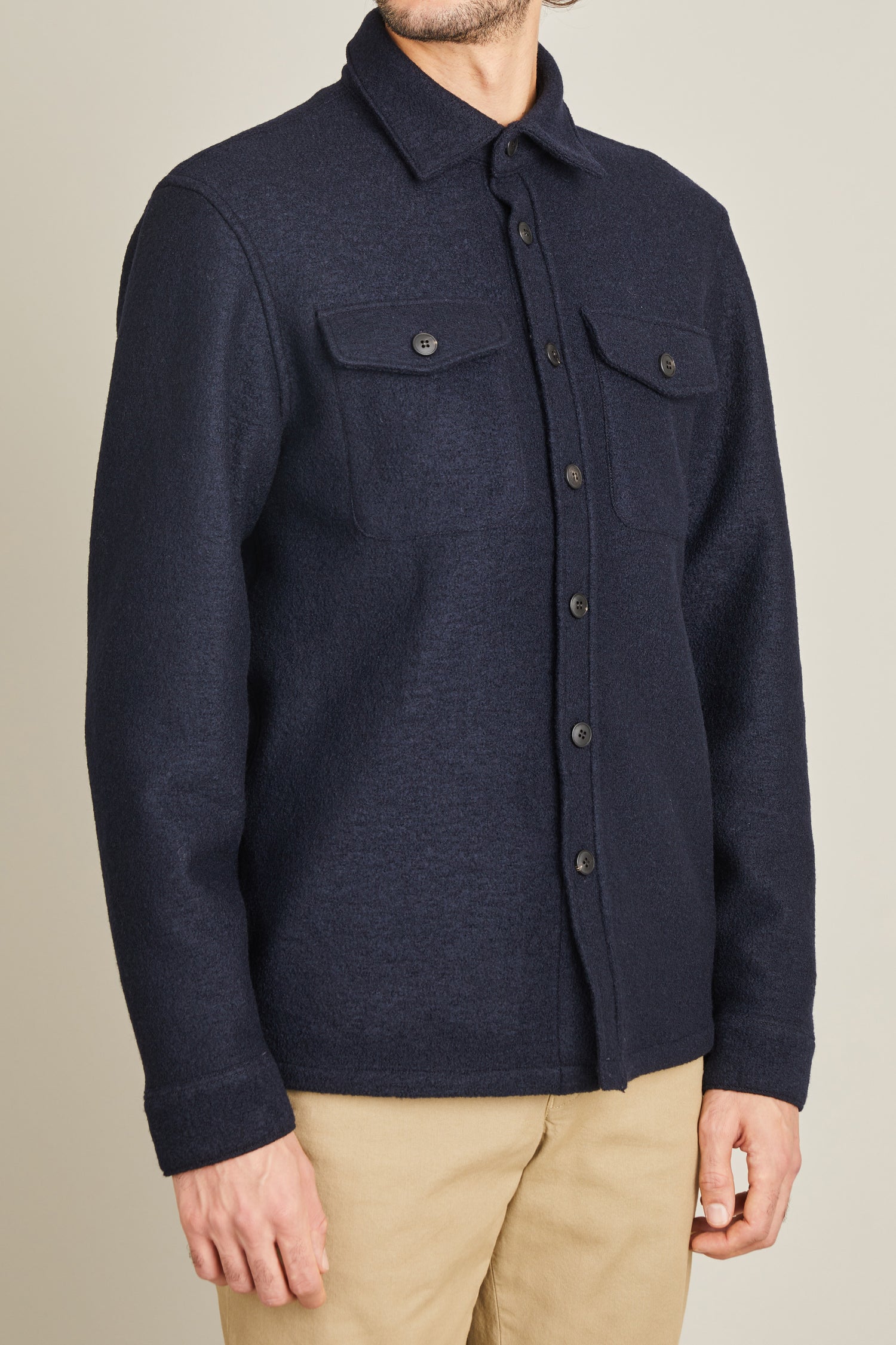 Woolen workjacket in navy blue