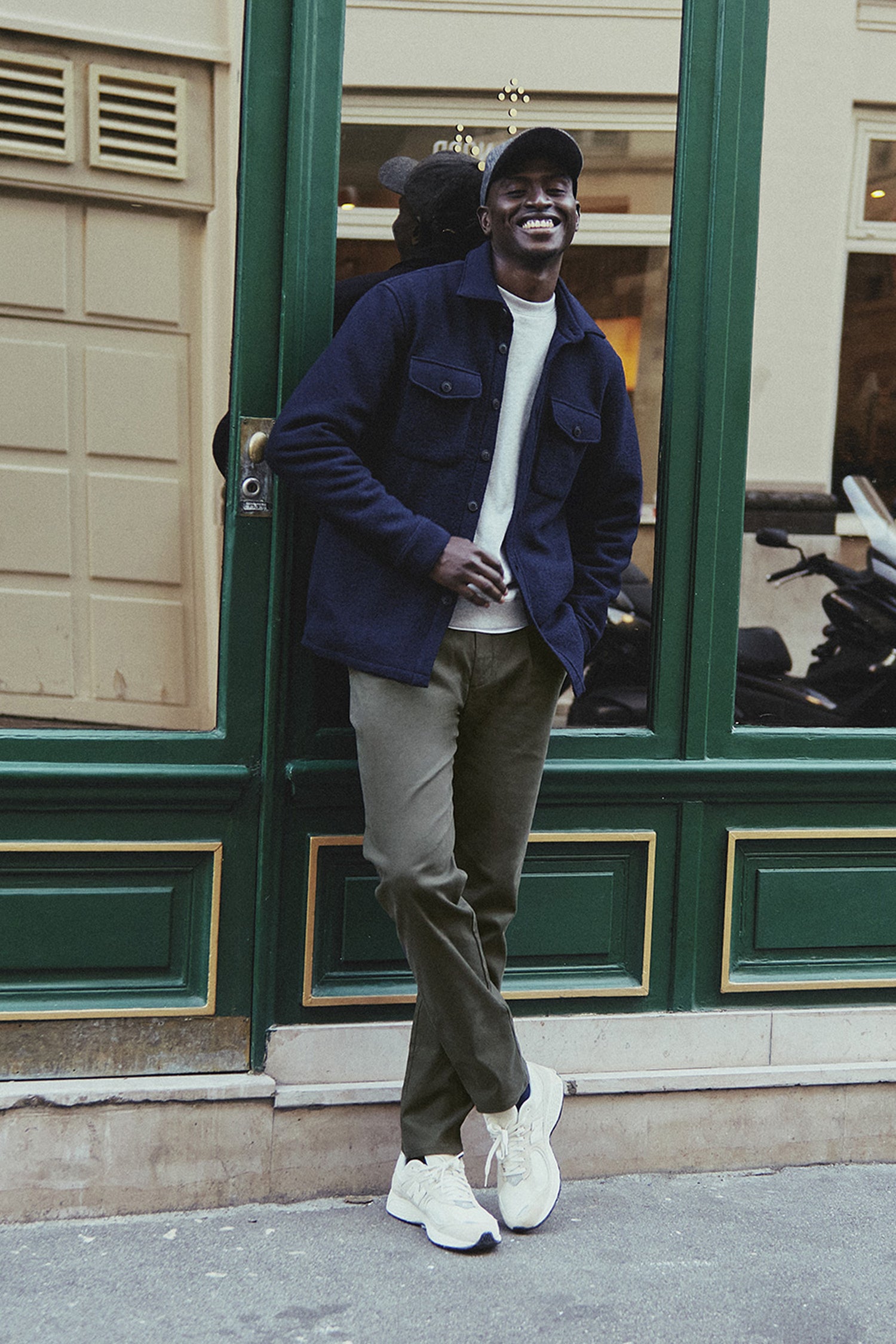 Woolen workjacket in navy blue