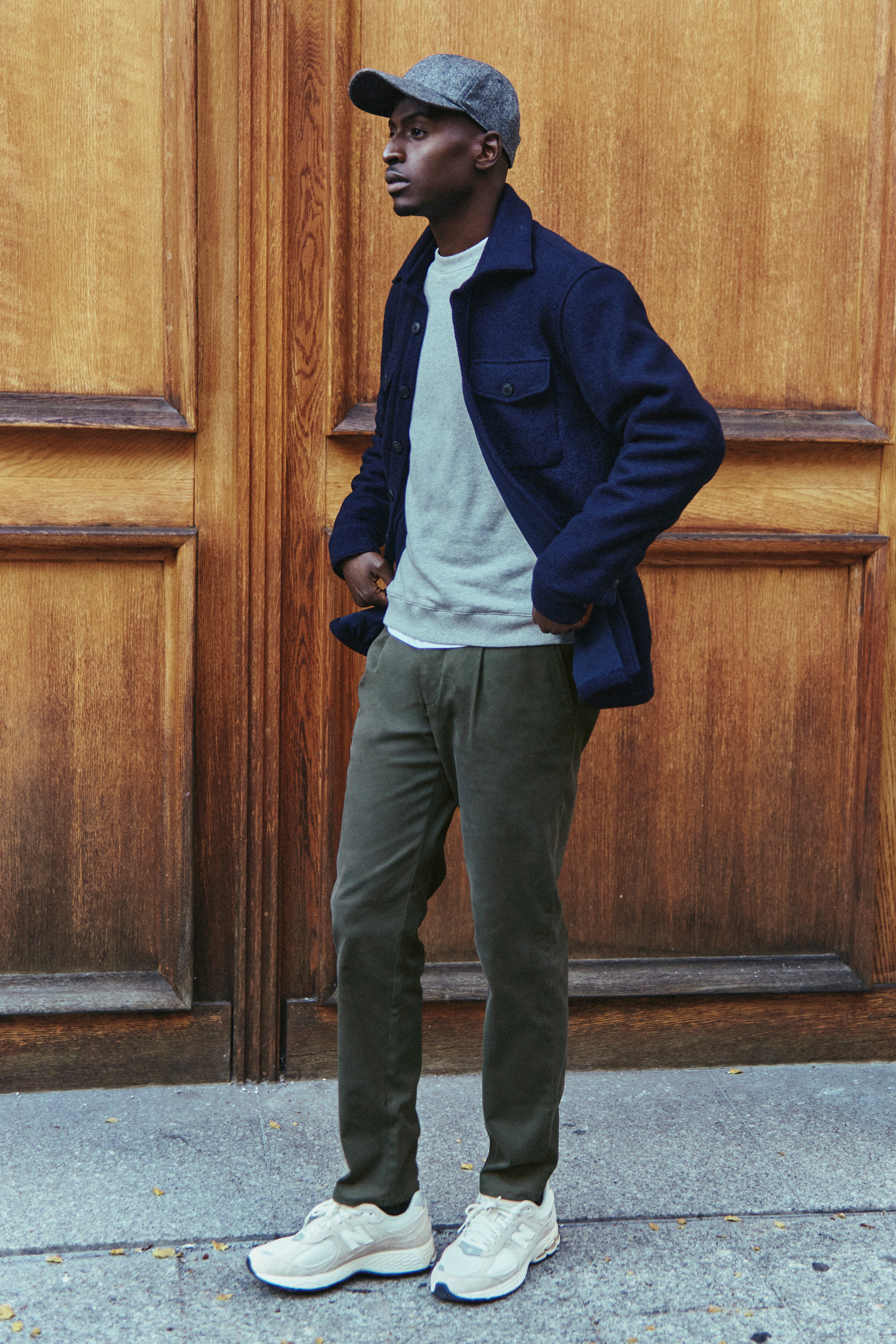Woolen workjacket in navy blue