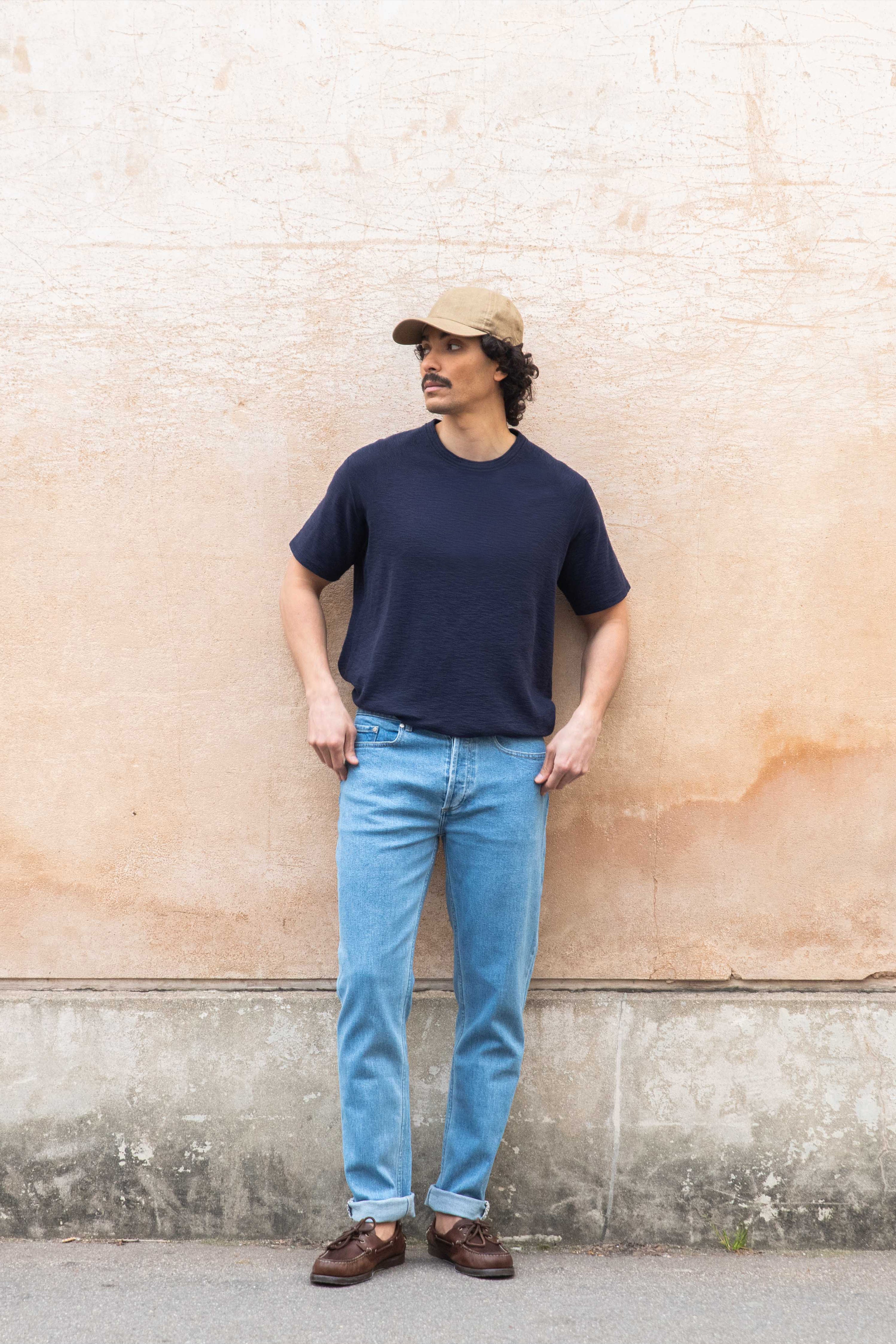 Tee-shirt texturé bleu marine