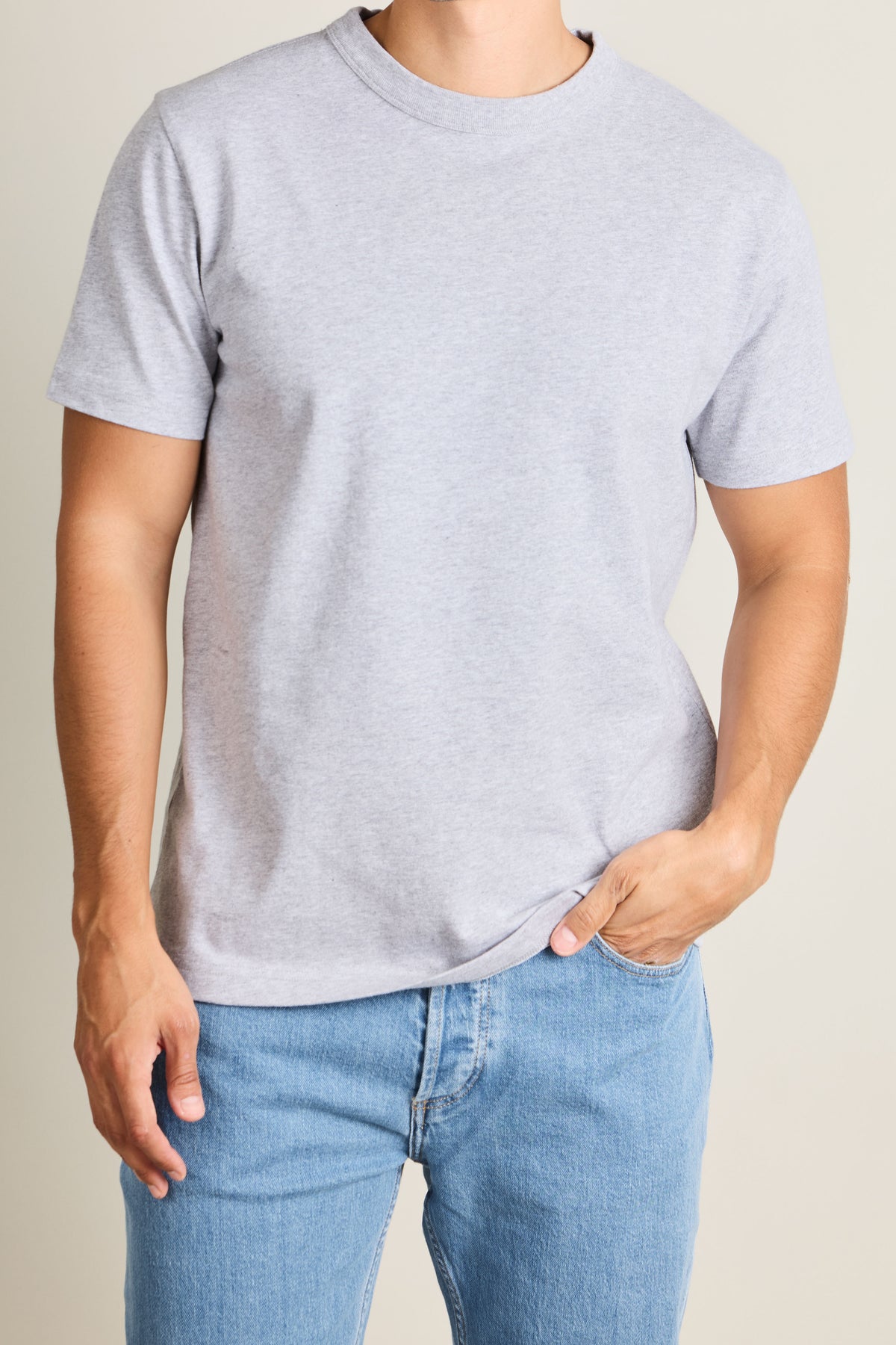 Tee-shirt coton épais gris chiné