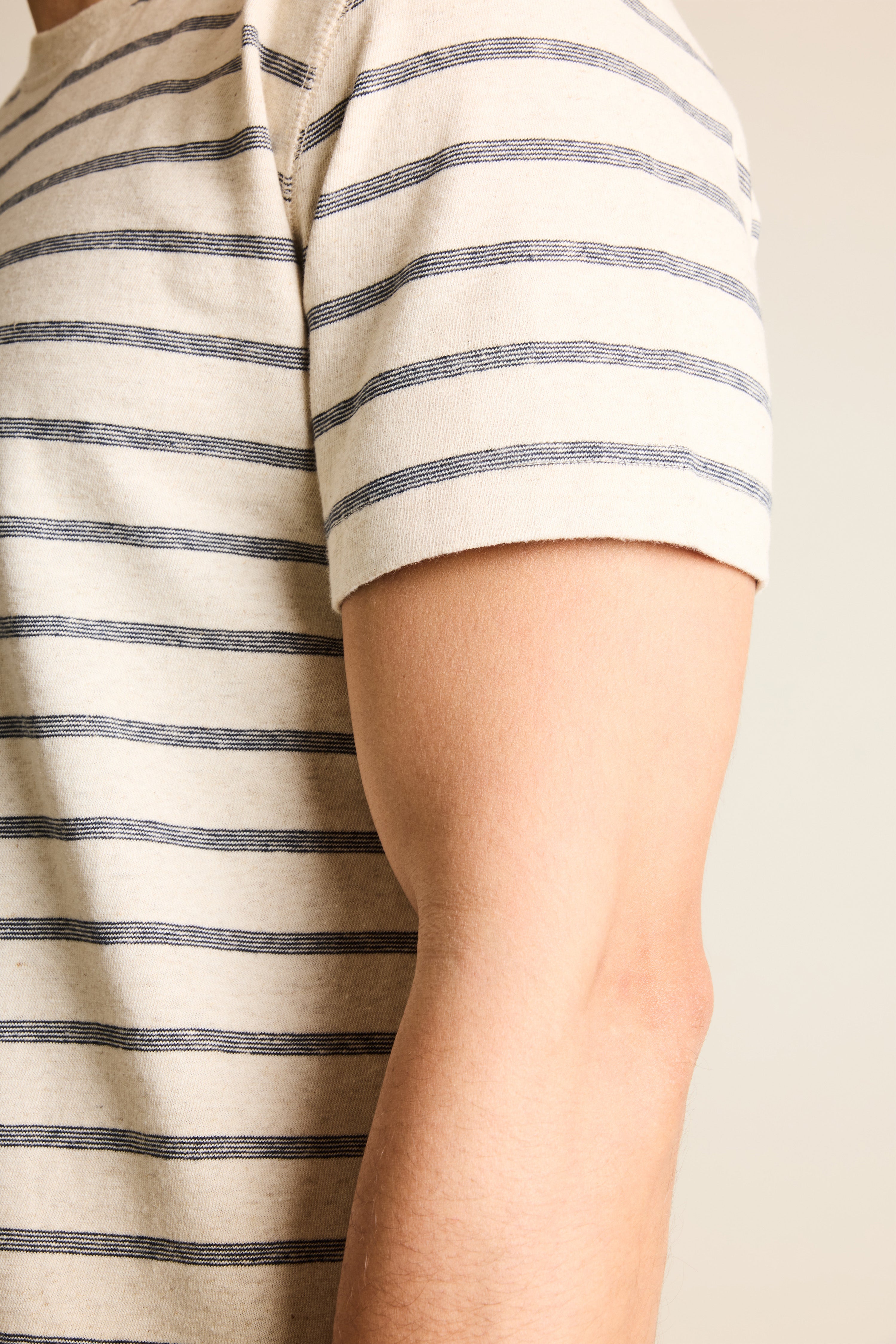 Tee-shirt coton-lin marinière bleu marine