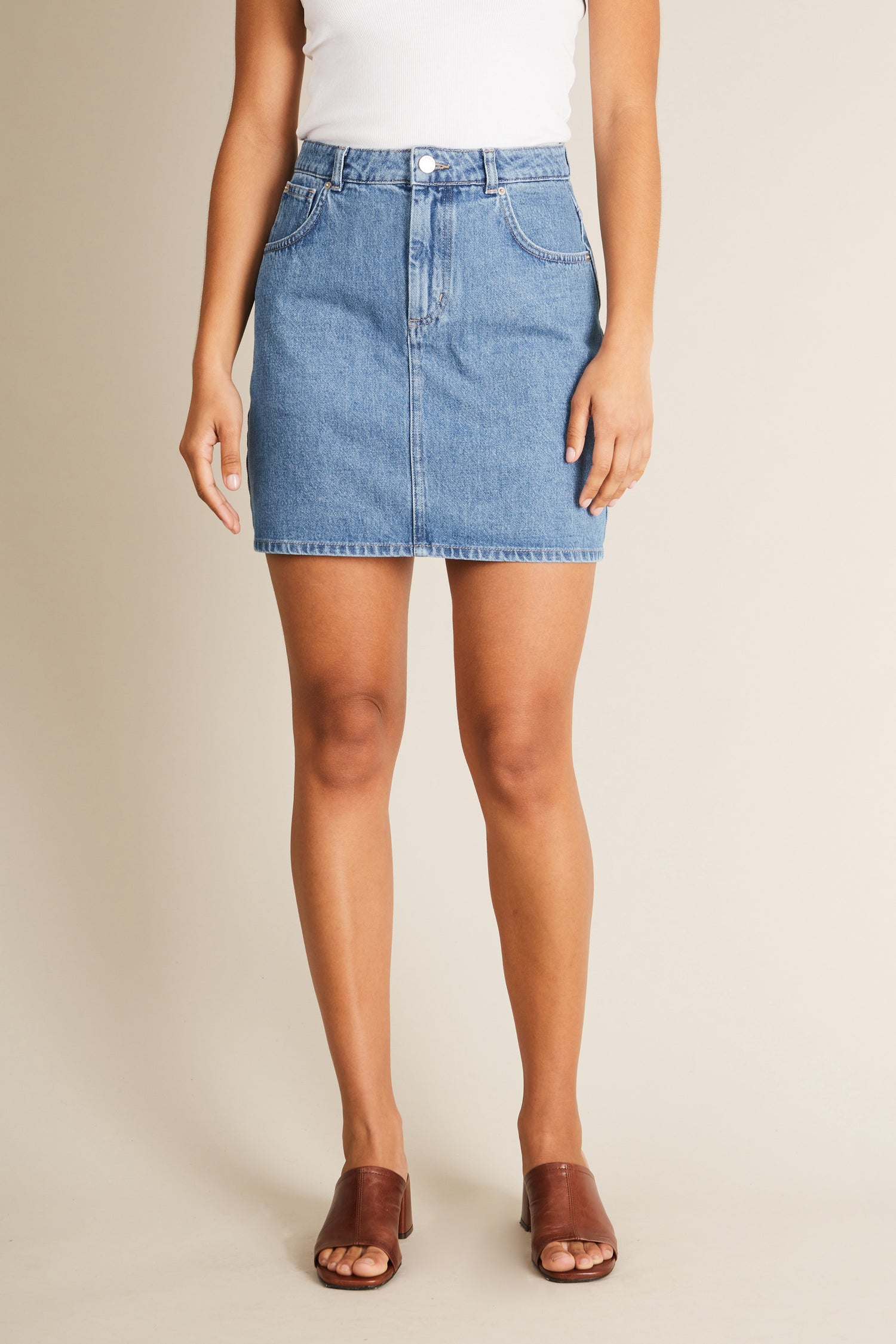 Bleached denim skirt