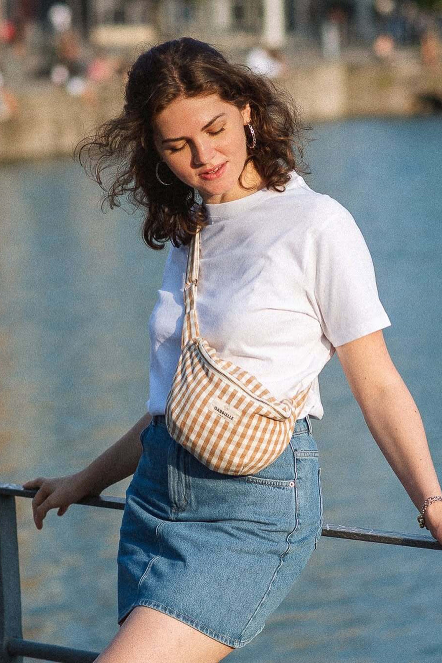 Bleached denim skirt