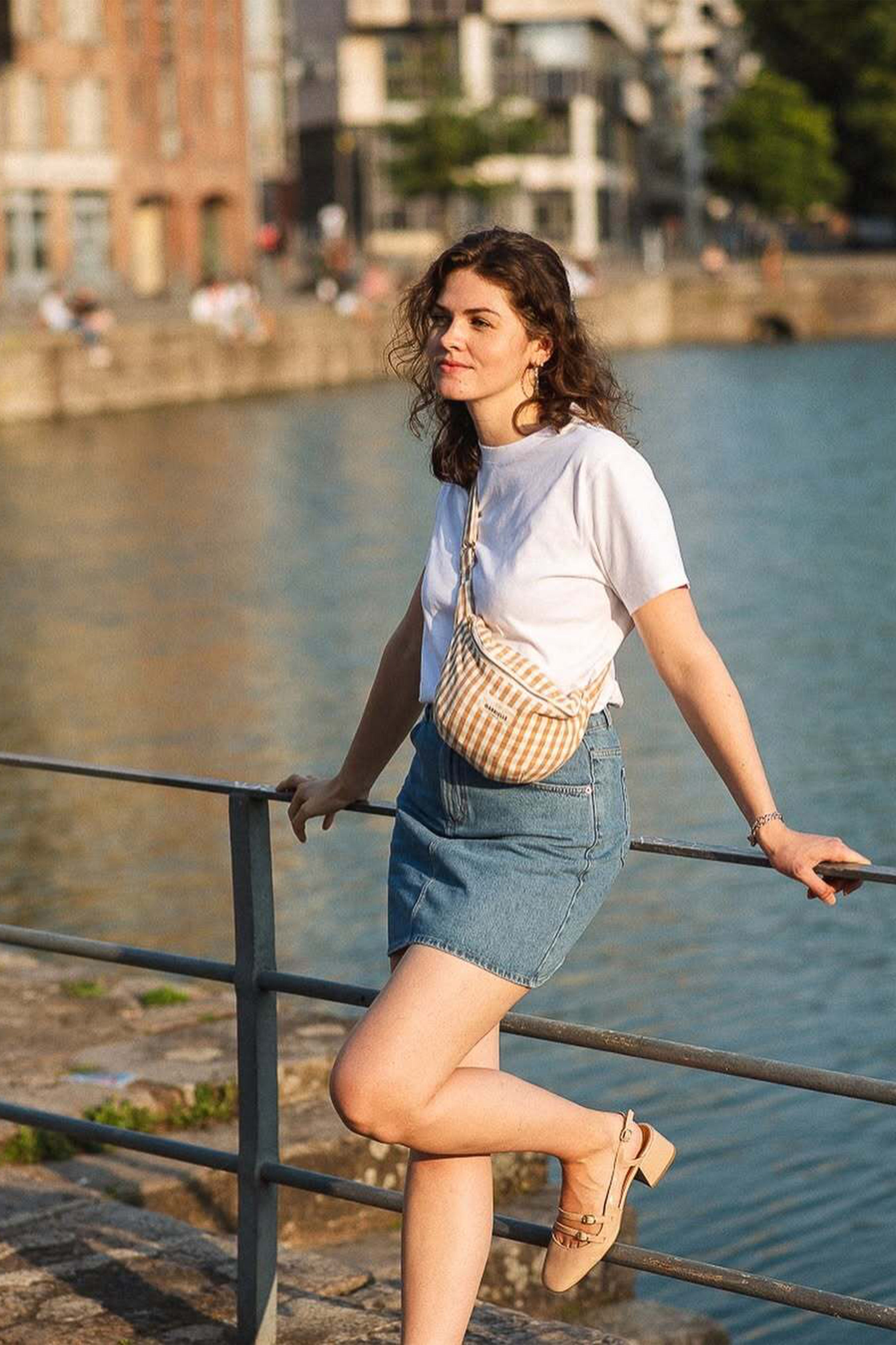 Bleached denim skirt