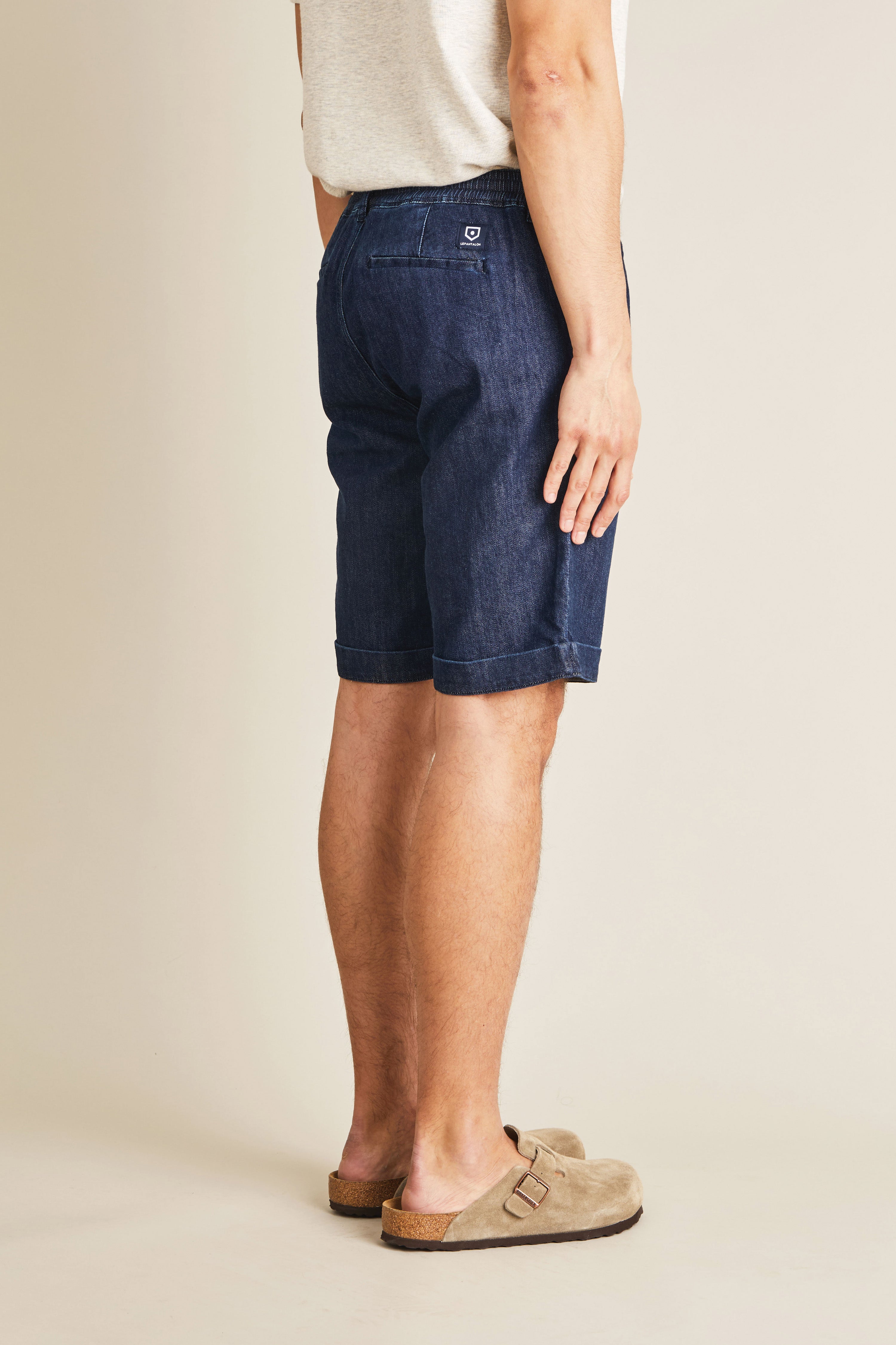 Denim fatigue shorts in stone blue
