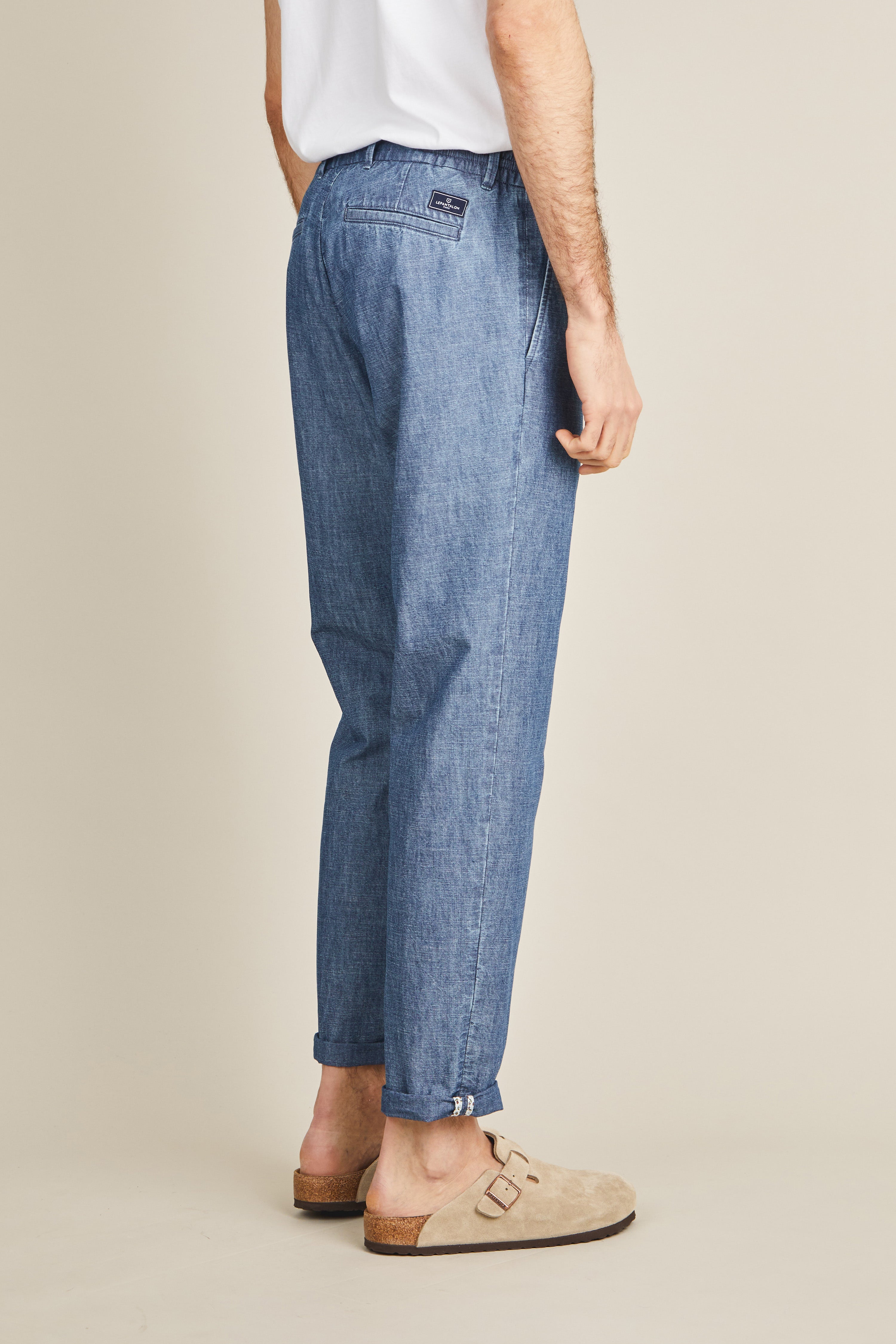 Pantalon jogpant chambray bleu