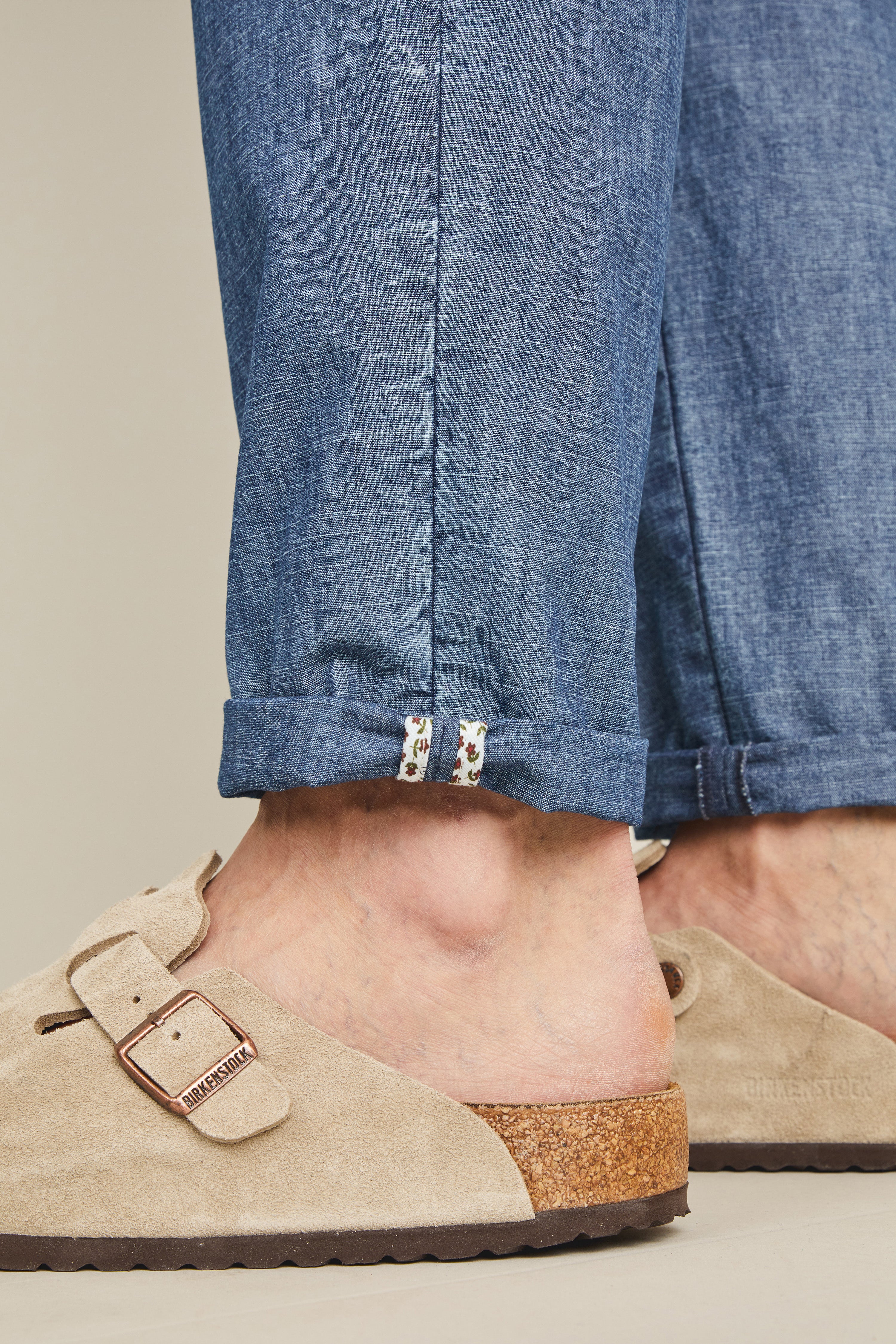 Pantalon jogpant chambray bleu