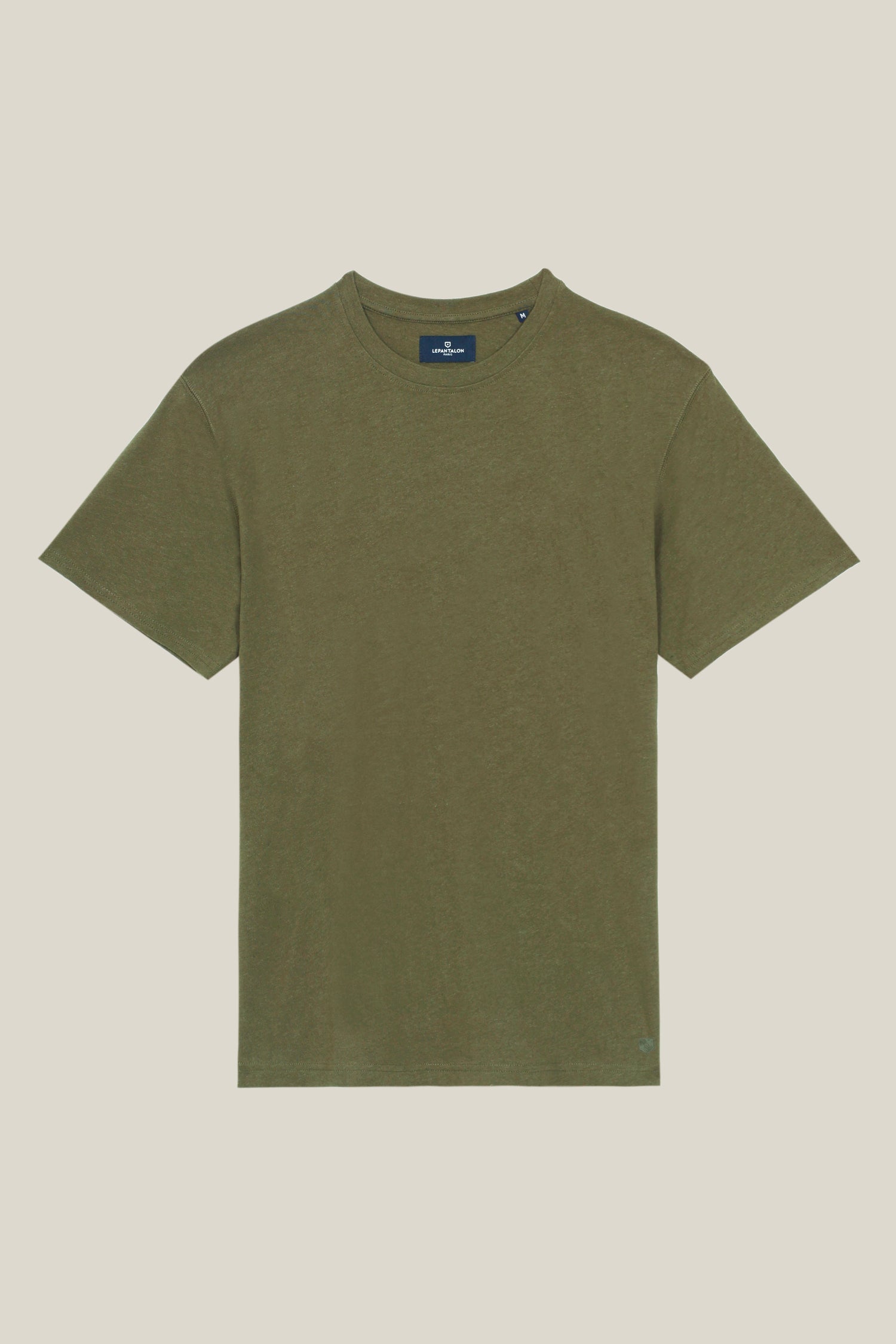 Olive cotton-linen Tee-shirt
