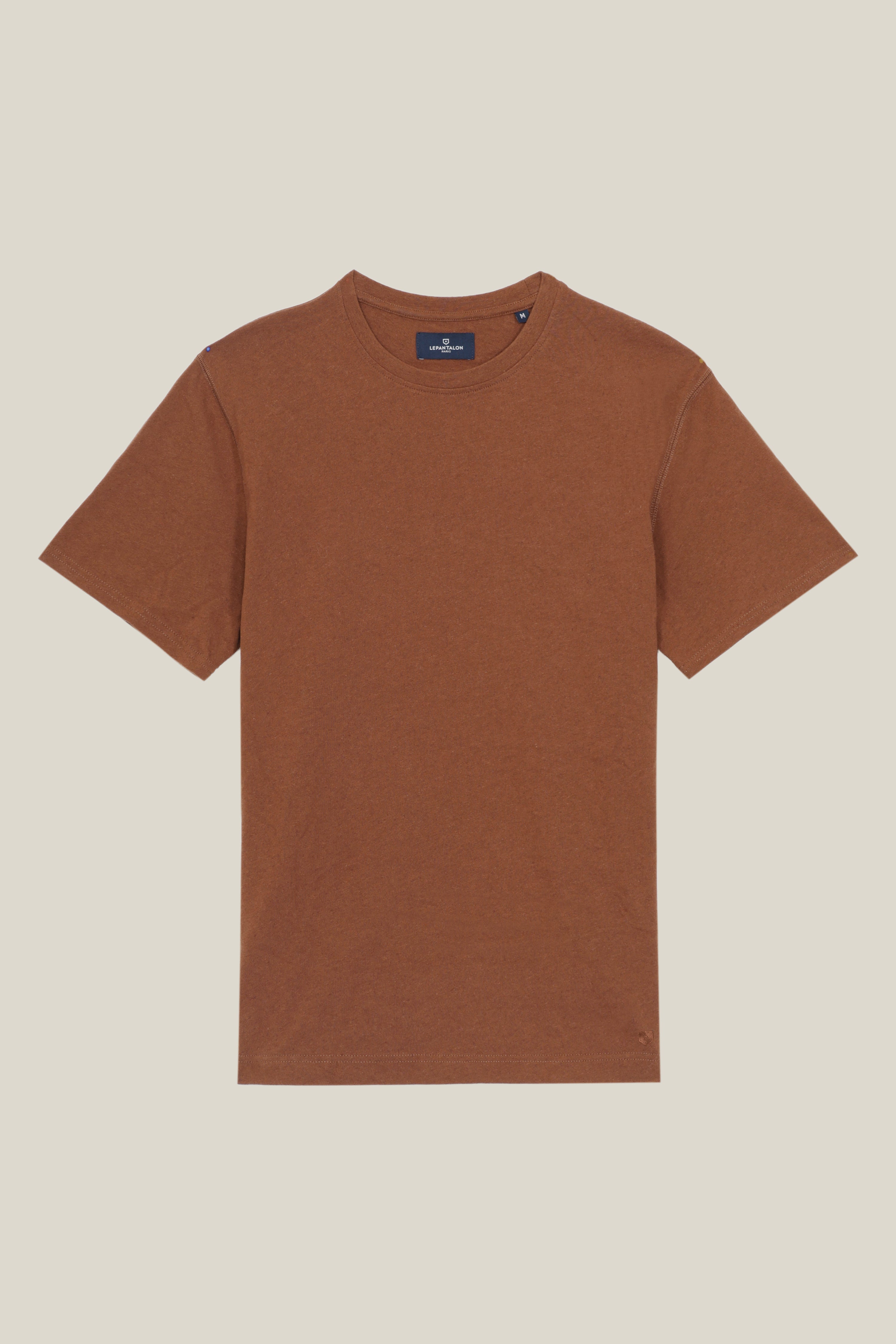 Tee-shirt coton-lin terracotta