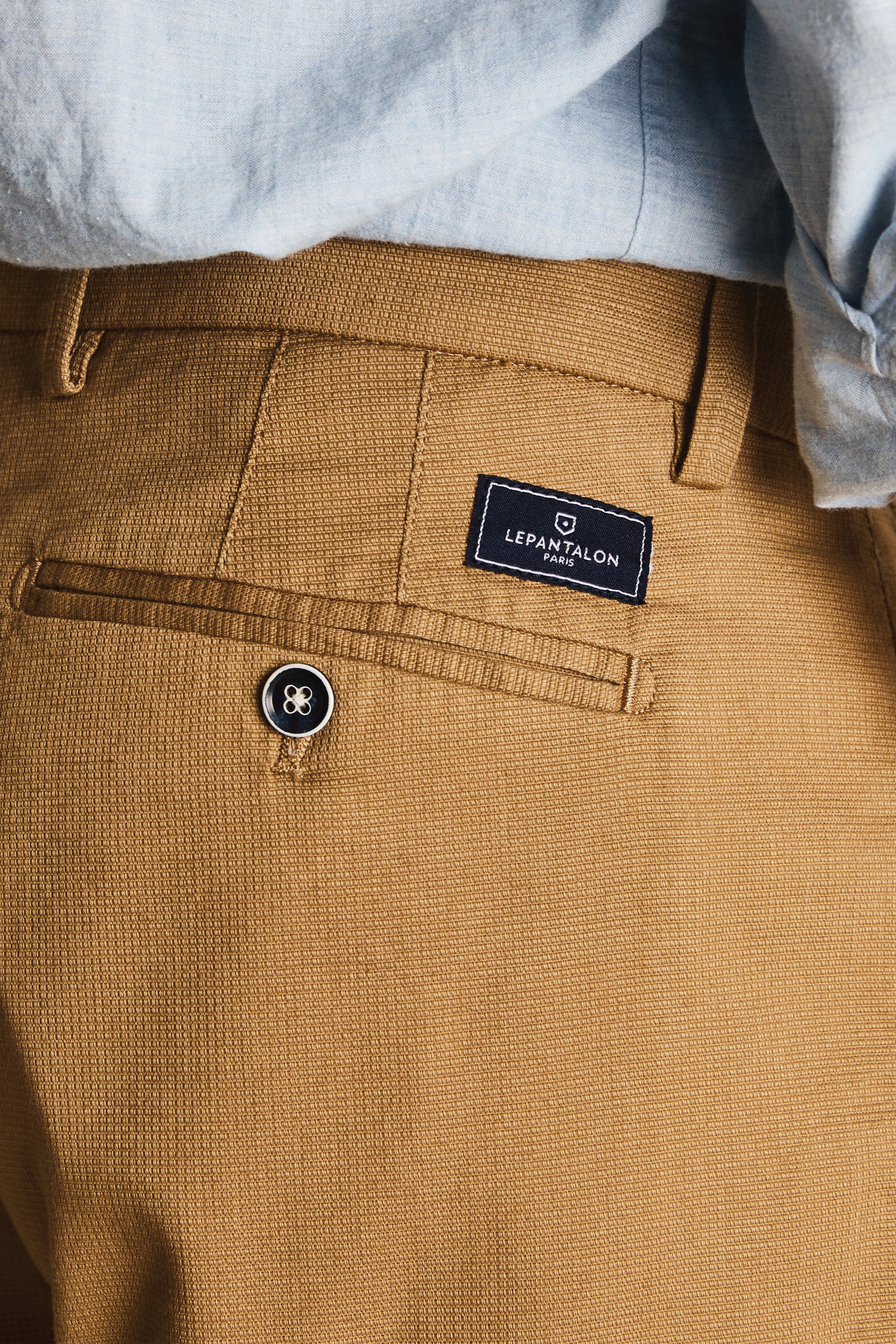 Textured Bermuda shorts in dark beige